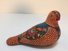 Mexican Hand-Painted Colorful Pottery Bird and Fish