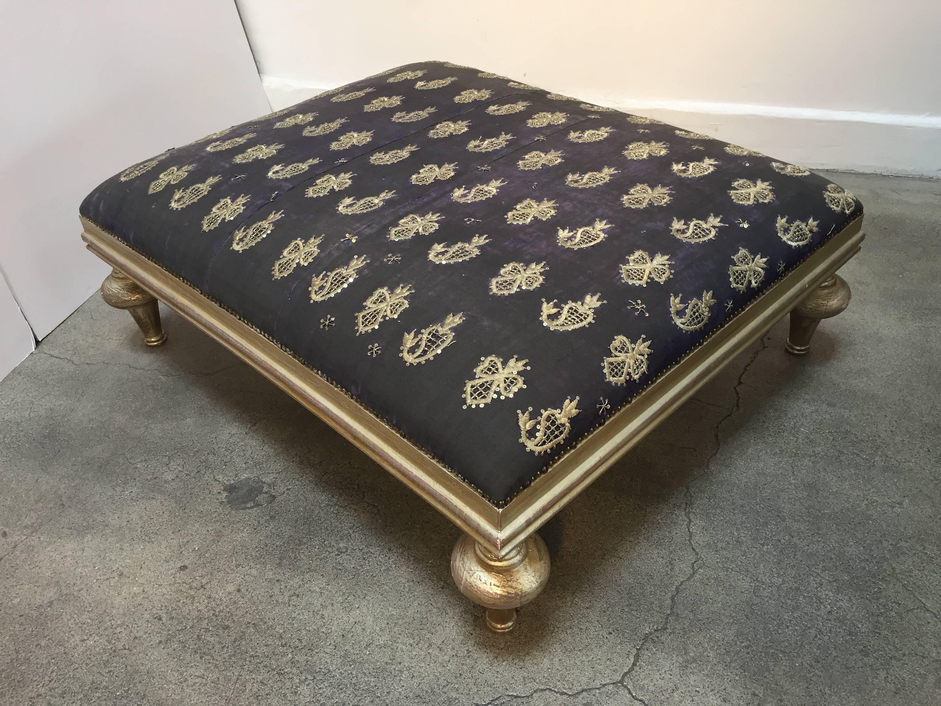 Embroidered Middle Eastern Coffee Table or Ottoman from Lebanon