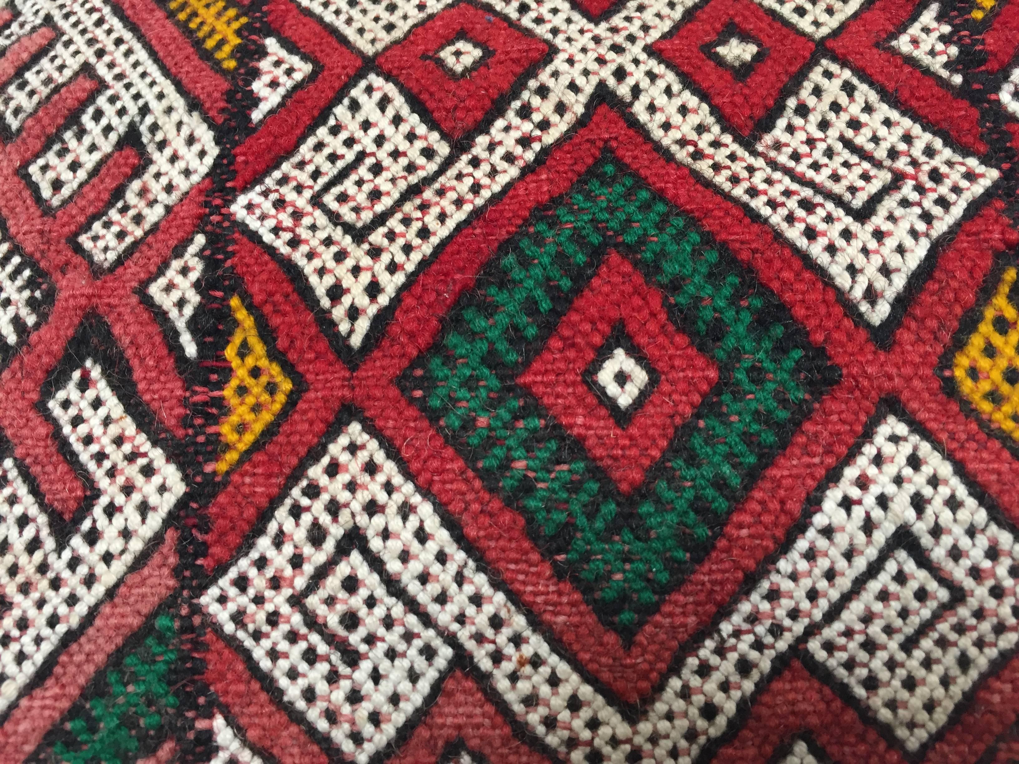 20th Century Moroccan Berber Handwoven Tribal Vintage Pillow