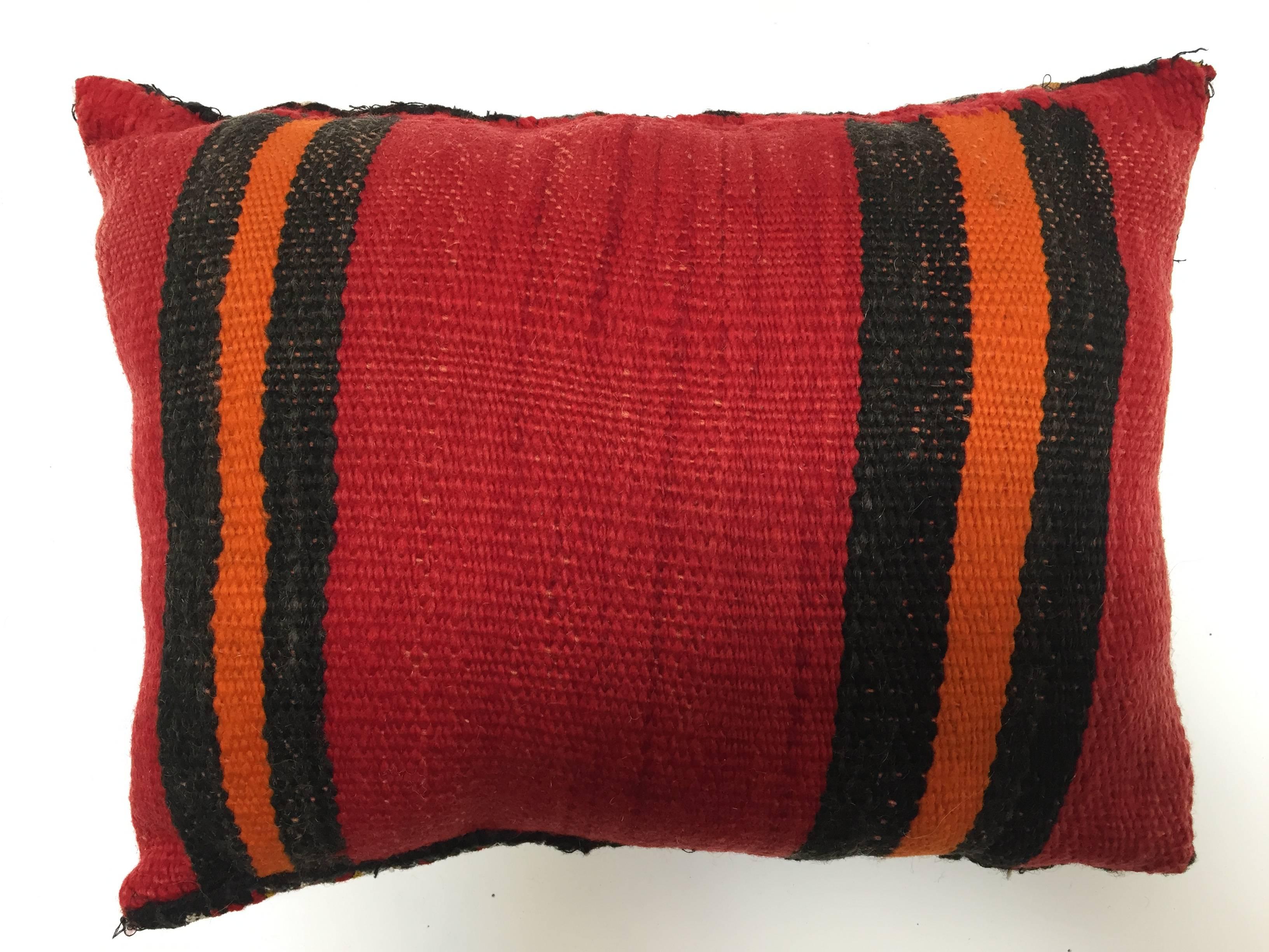 Folk Art Moroccan Berber Handwoven Tribal Throw Pillow Made from a Vintage Rug