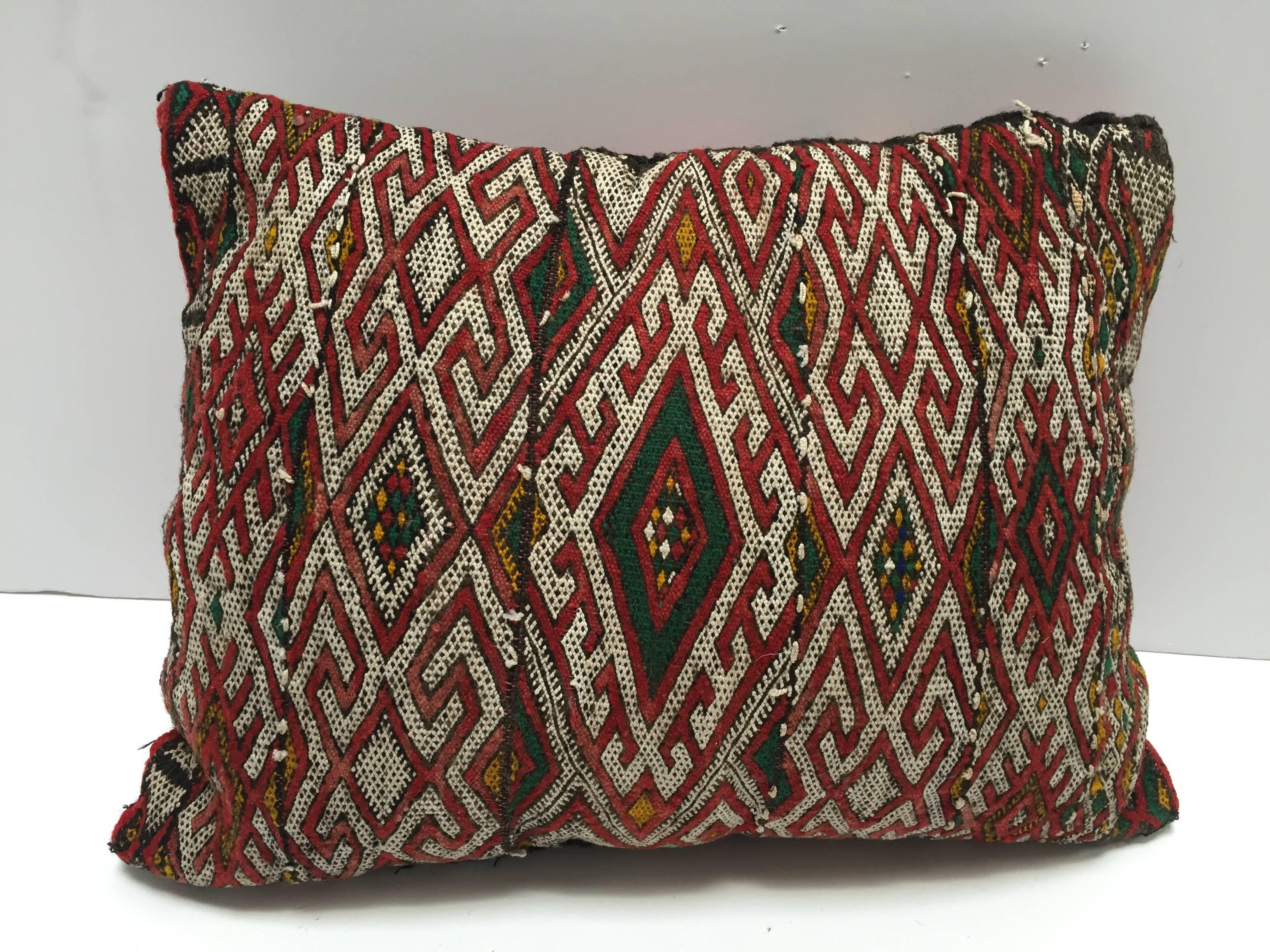 20th Century Moroccan Berber Handwoven Tribal Throw Pillow Made from a Vintage Rug