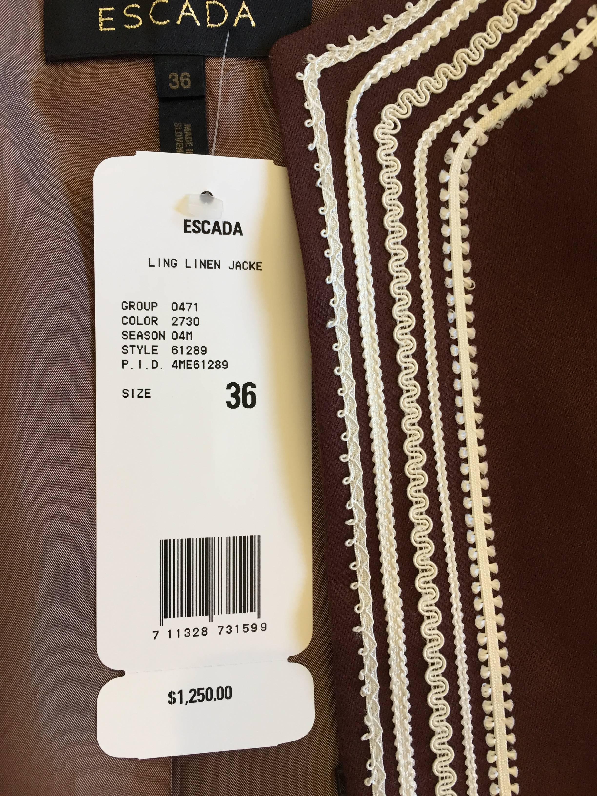Escada Linen Chocolate Brown Caftan Dress Coat For Sale 2