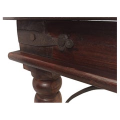 Anglo Indian Wooden Coffee Table with Iron and Glass
