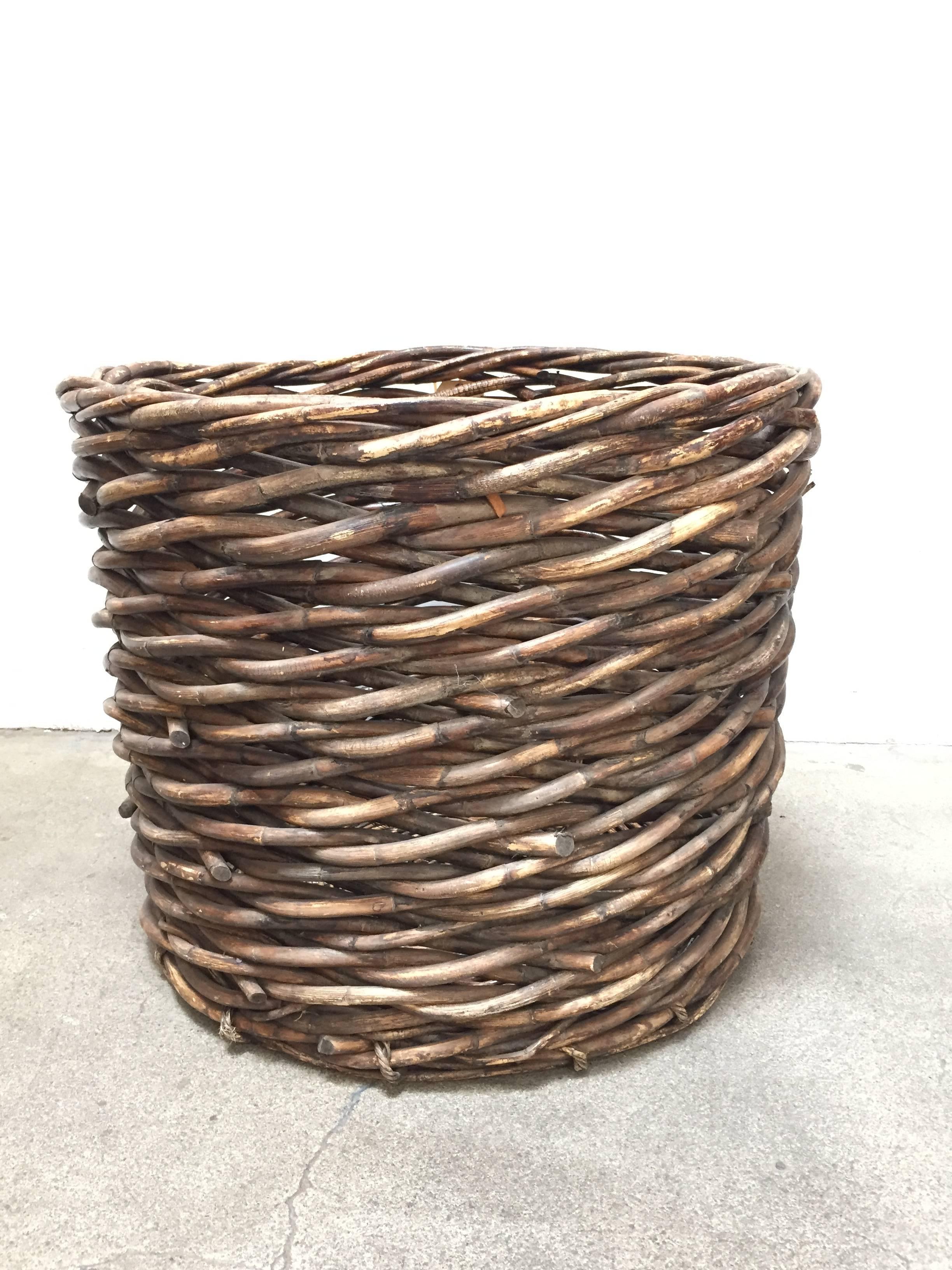 Rustic French Vintage Oversized Harvest Wicker Basket