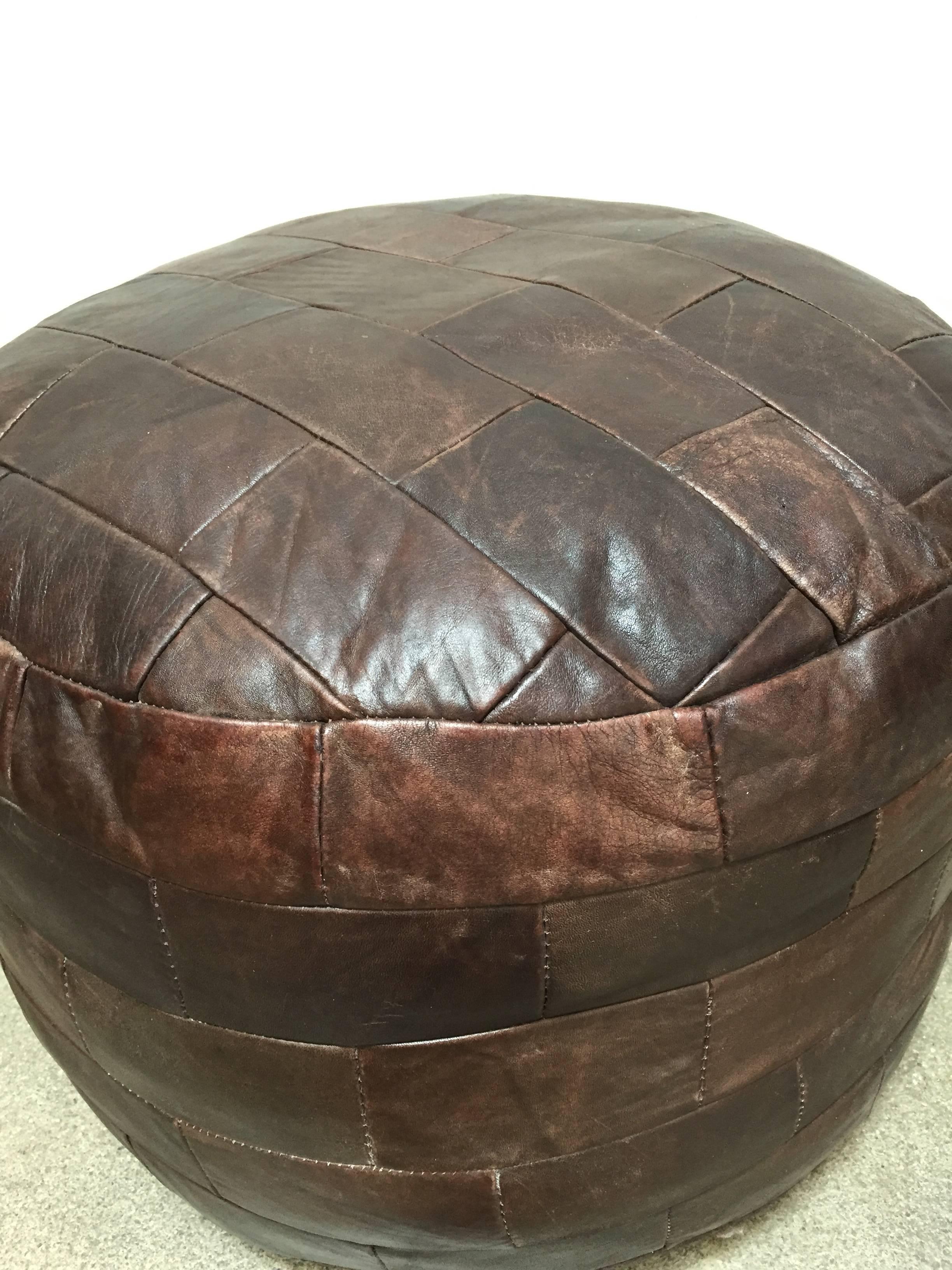 Mid-Century Modern De Sede Vintage Brown Leather Ottoman