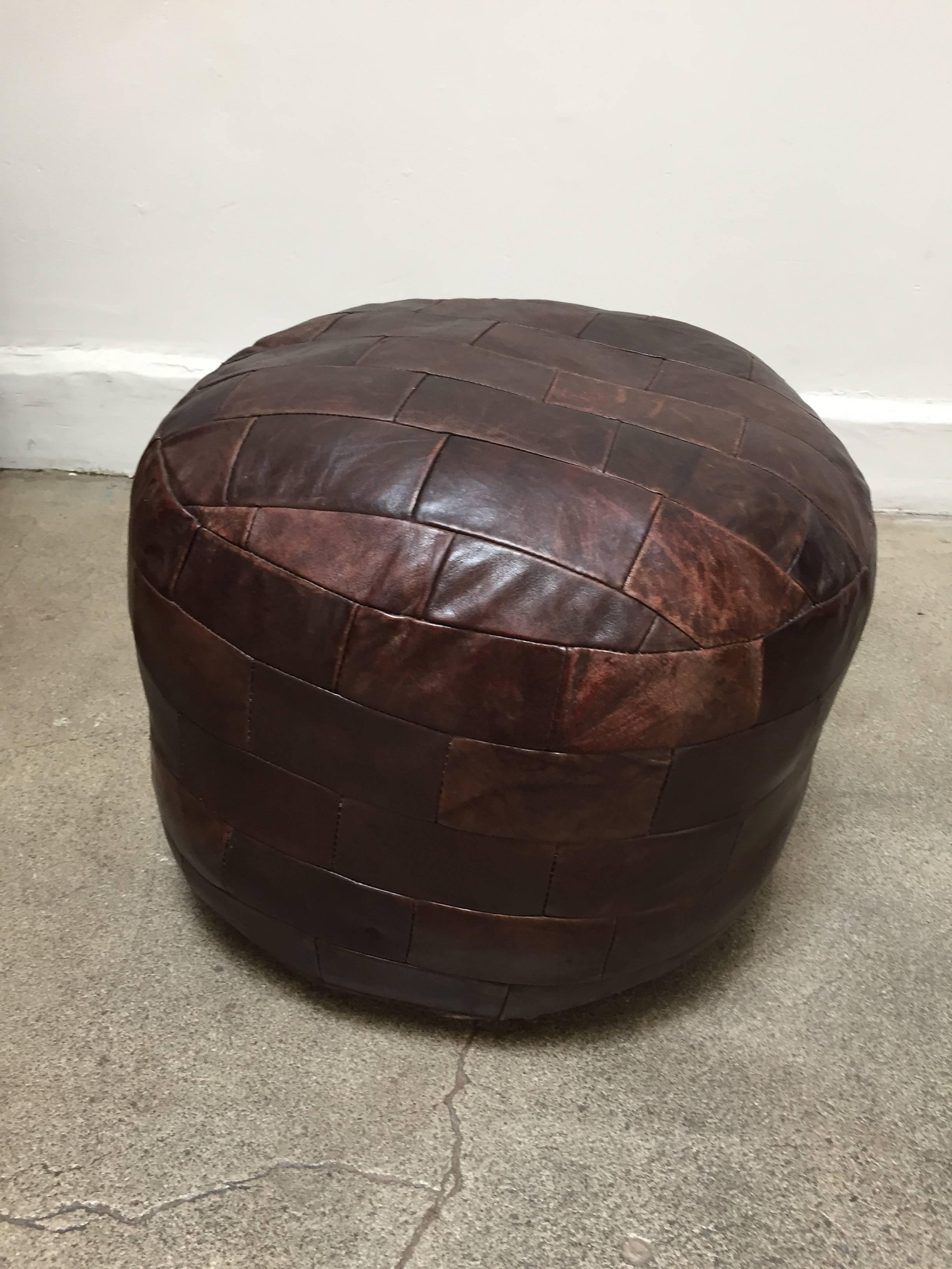 De Sede Vintage Brown Leather Ottoman In Good Condition In North Hollywood, CA