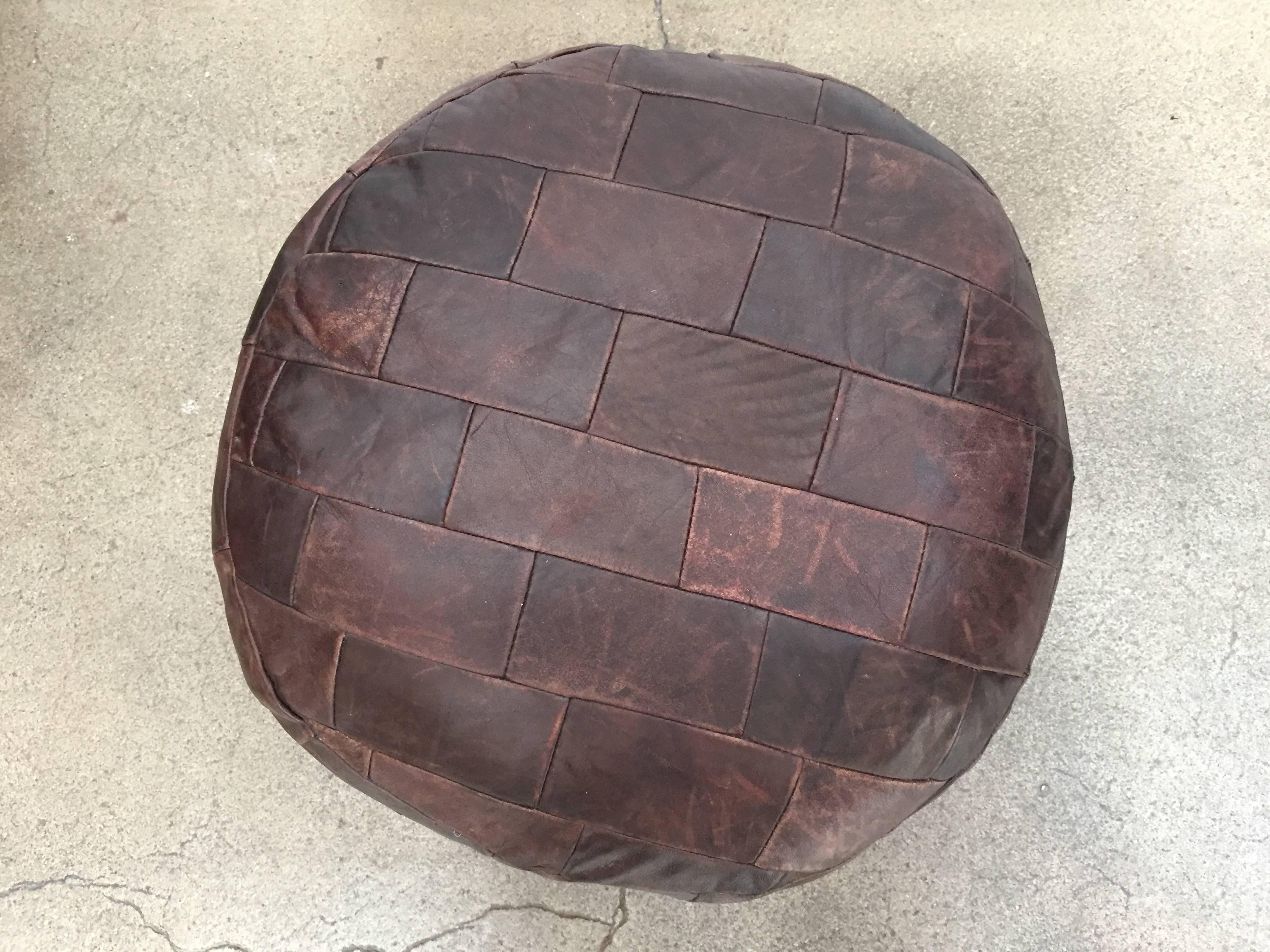 Hand-Crafted De Sede Vintage Brown Leather Ottoman