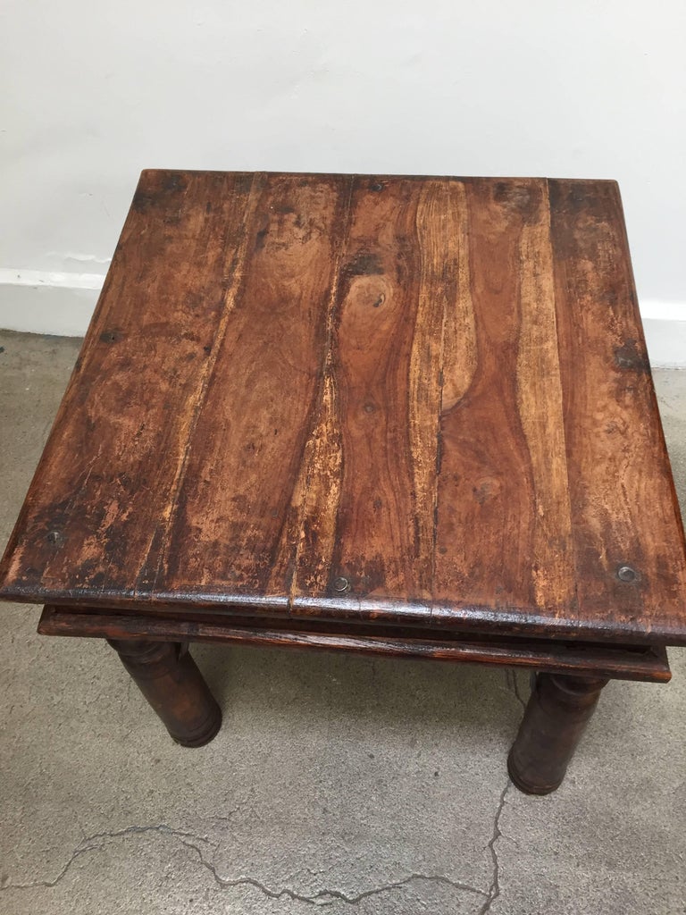 Vintage Handcrafted Teak Side Table, India at 1stDibs