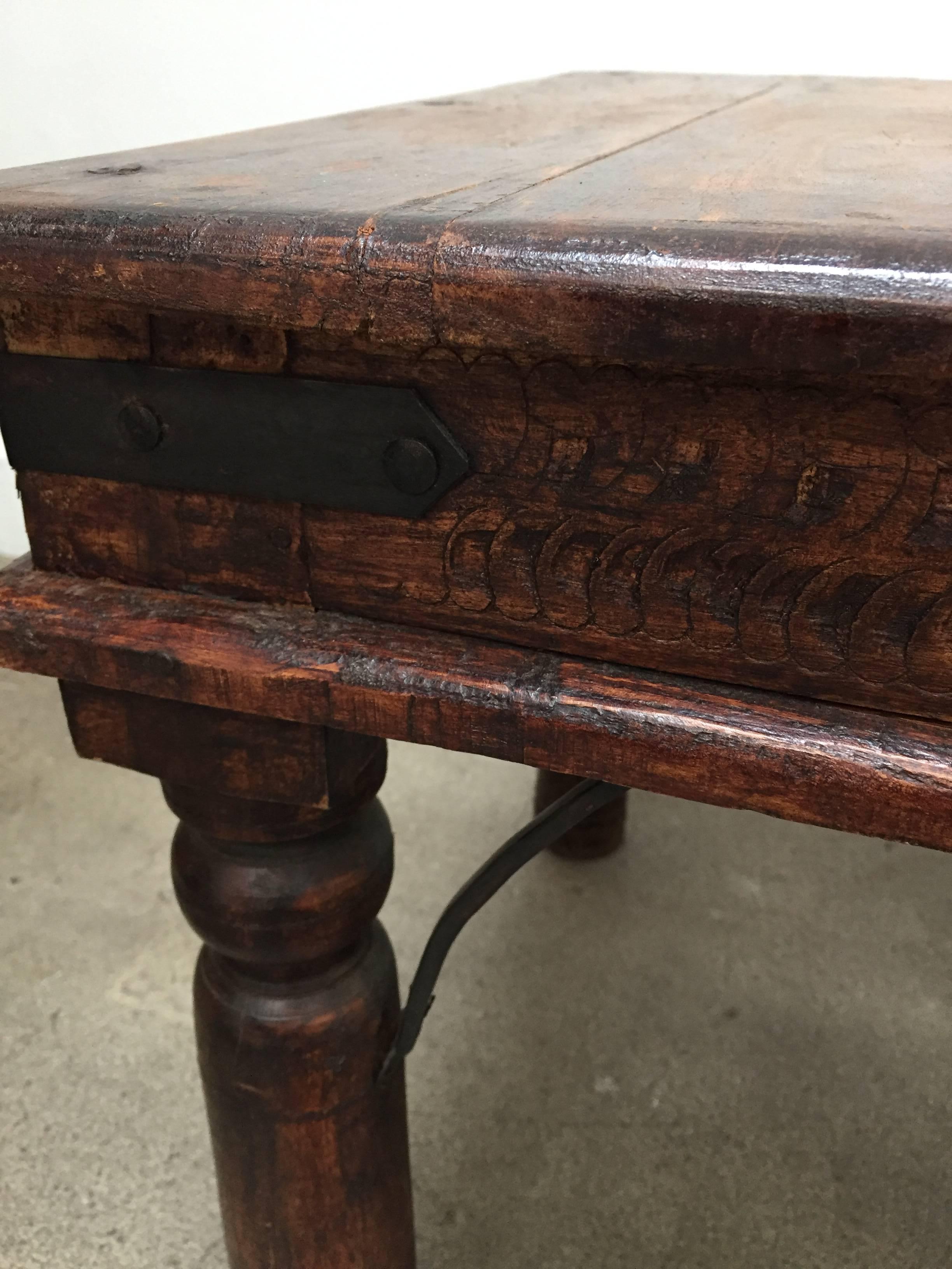 Hand-Crafted Vintage Handcrafted Teak Side Table, India