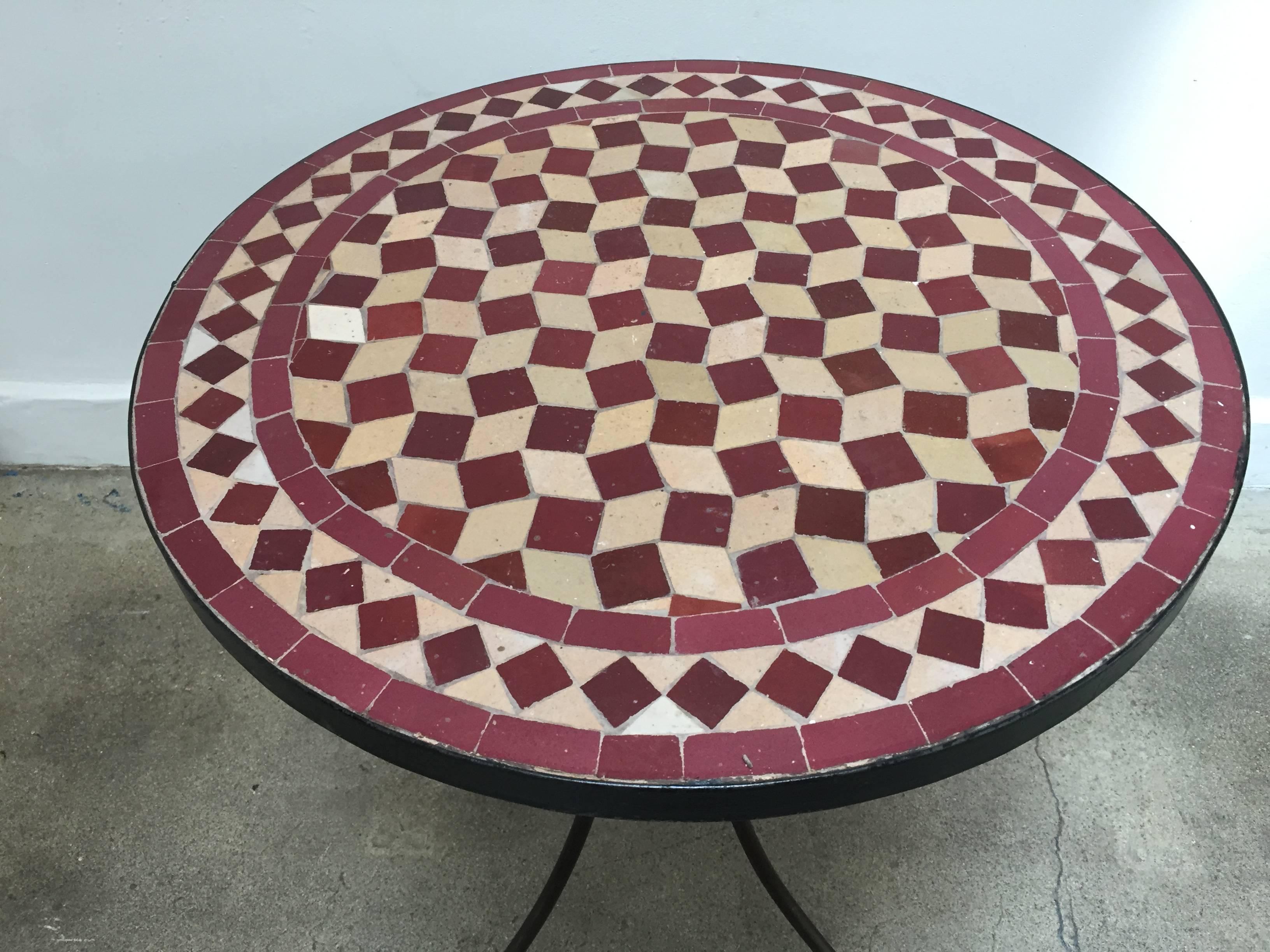 Hand-Crafted Moroccan Mosaic Side Table on Low Iron Base
