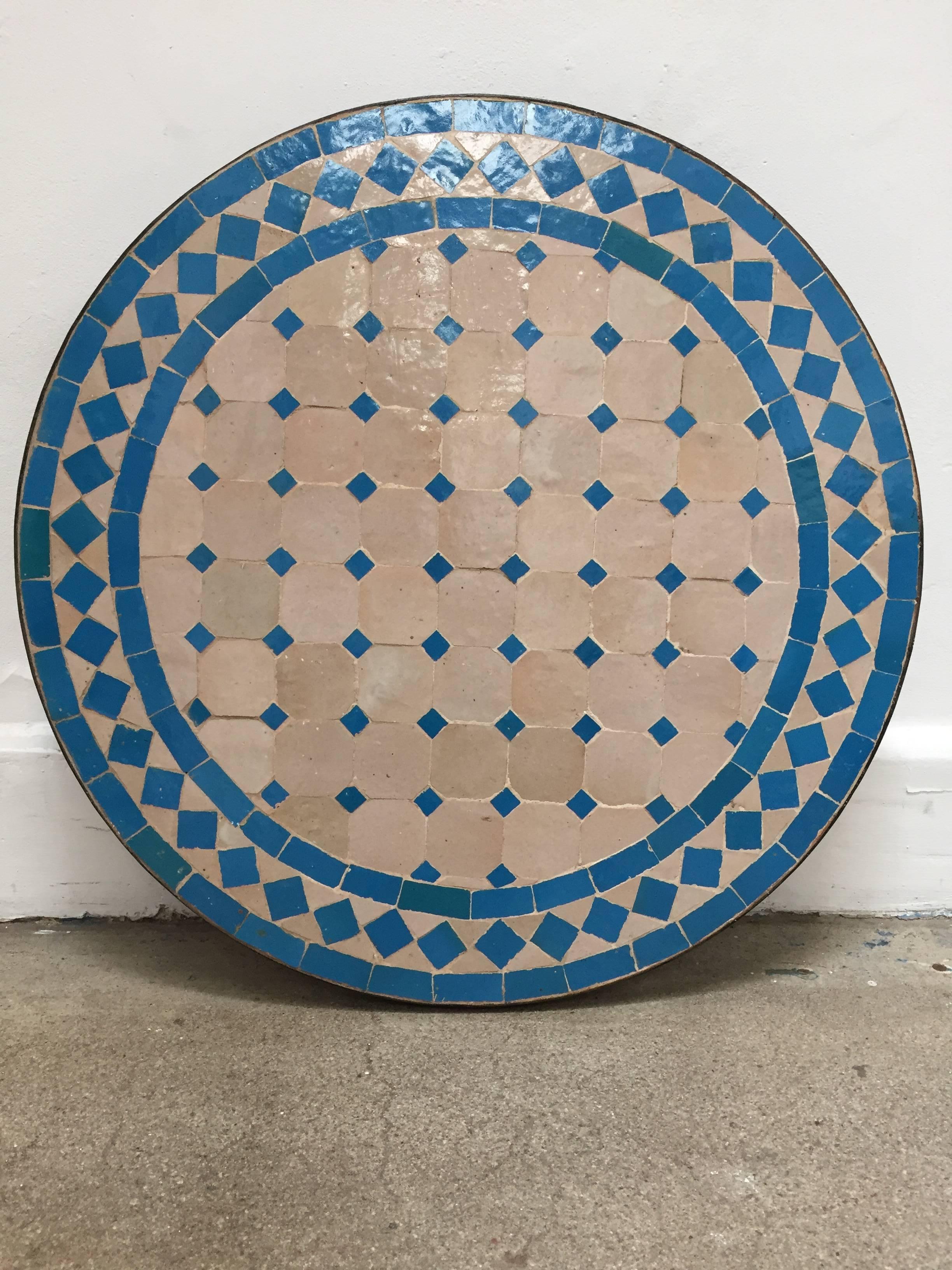 Ceramic Moroccan Mosaic Blue Tile Bistro Table