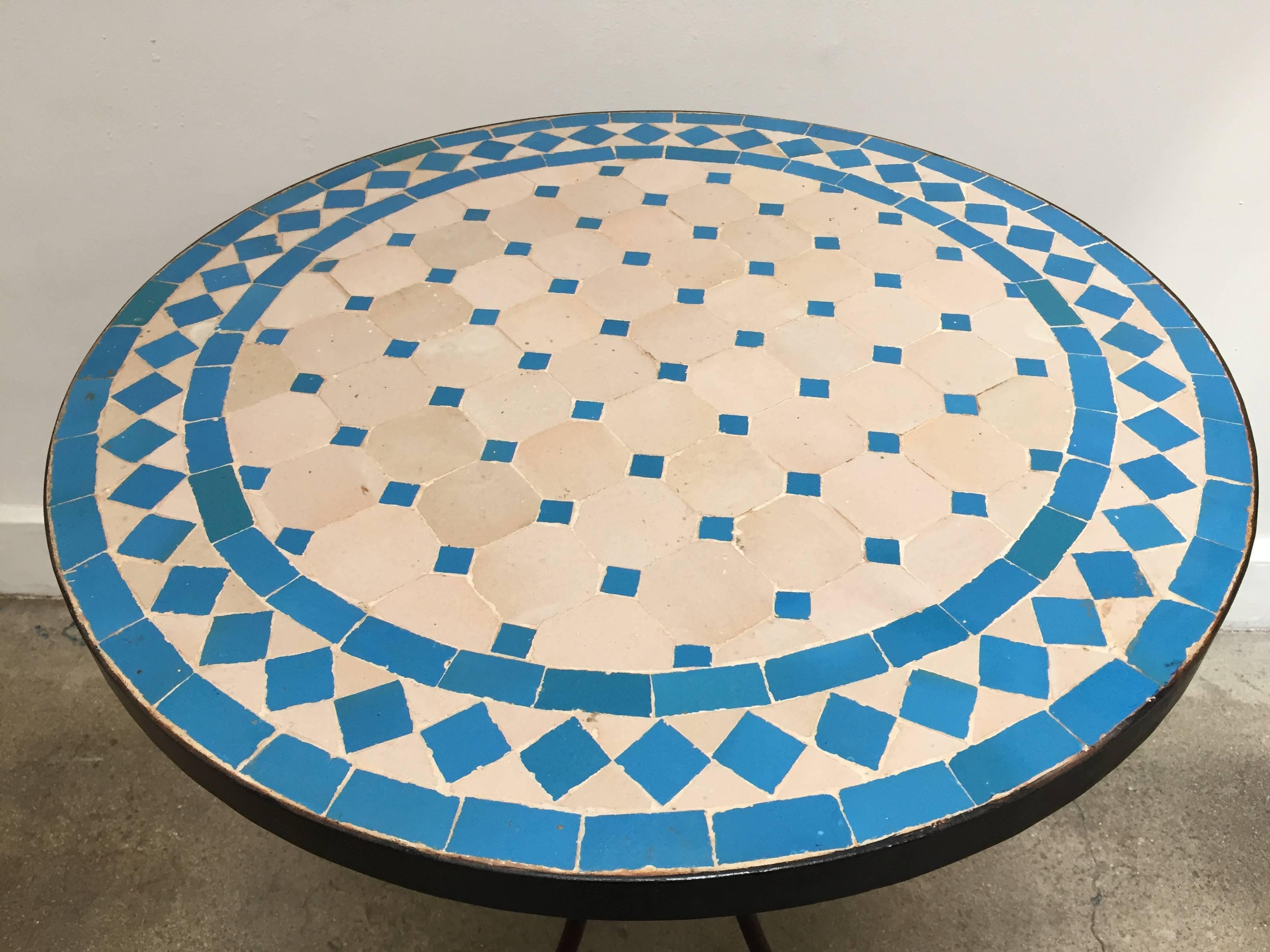 blue mosaic bistro table