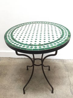 Moroccan Mosaic Tile Bistro Table on Iron Base