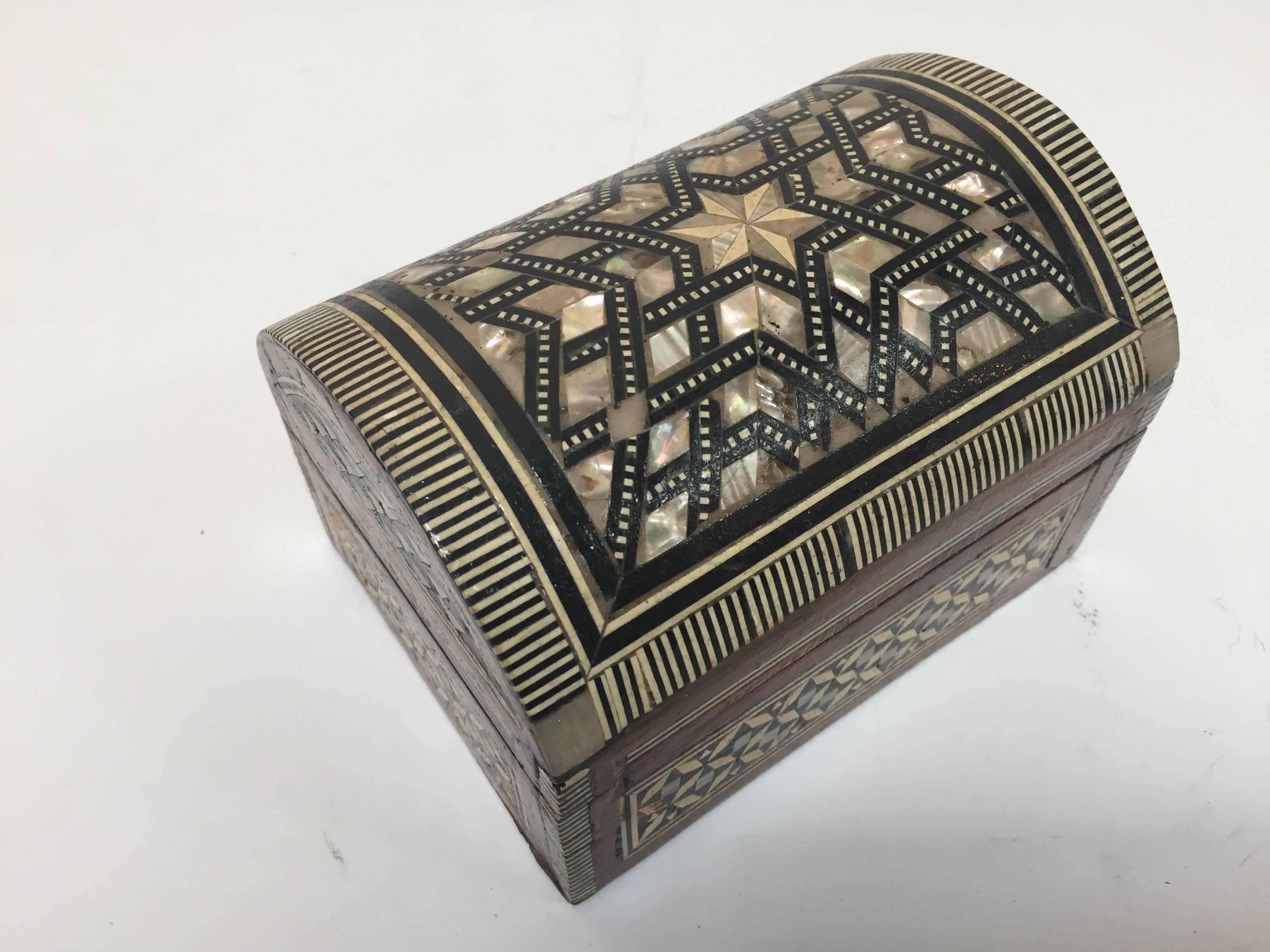 Moorish Middle Eastern Syrian Mother-of-Pearl Inlaid Jewelry Box