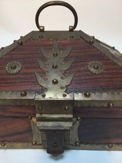 Ethnic Indian Decorative Jewelry Box with Brass, Kerala Nettur Petti