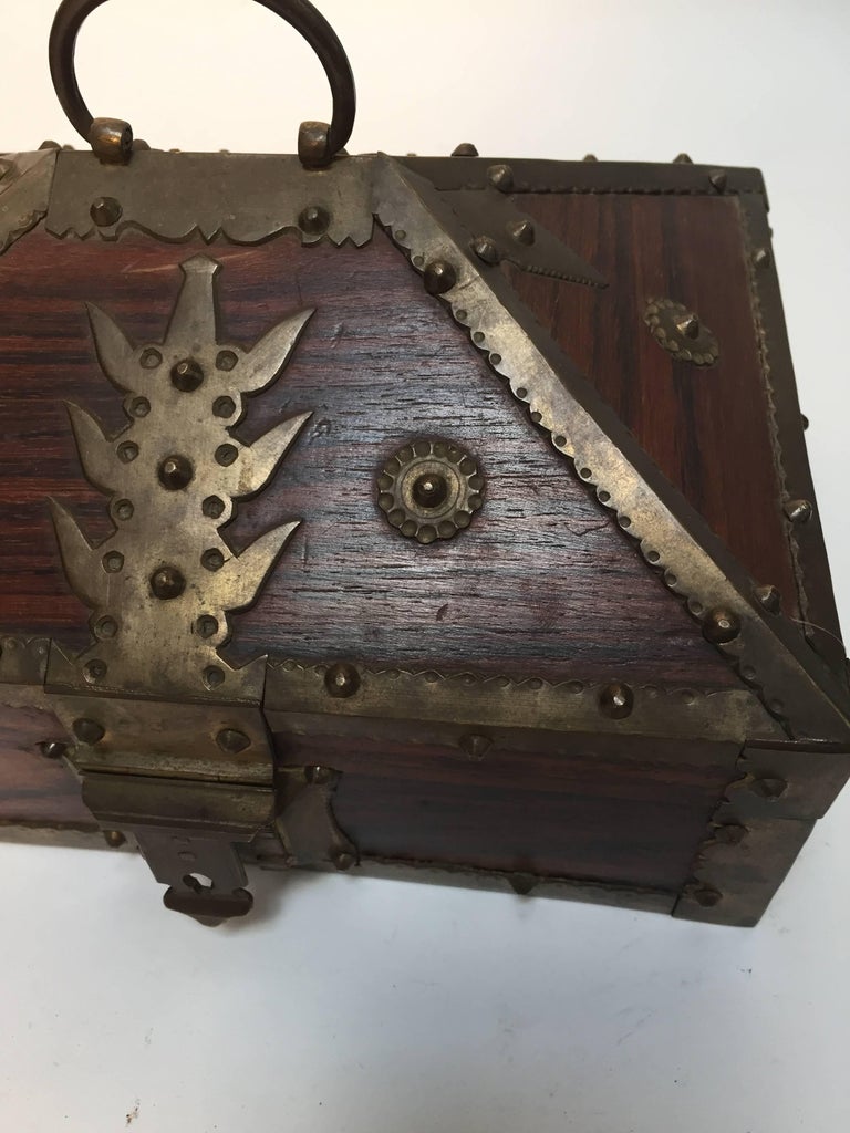 Ethnic Indian Decorative Jewelry Box with Brass, Kerala Nettur Petti