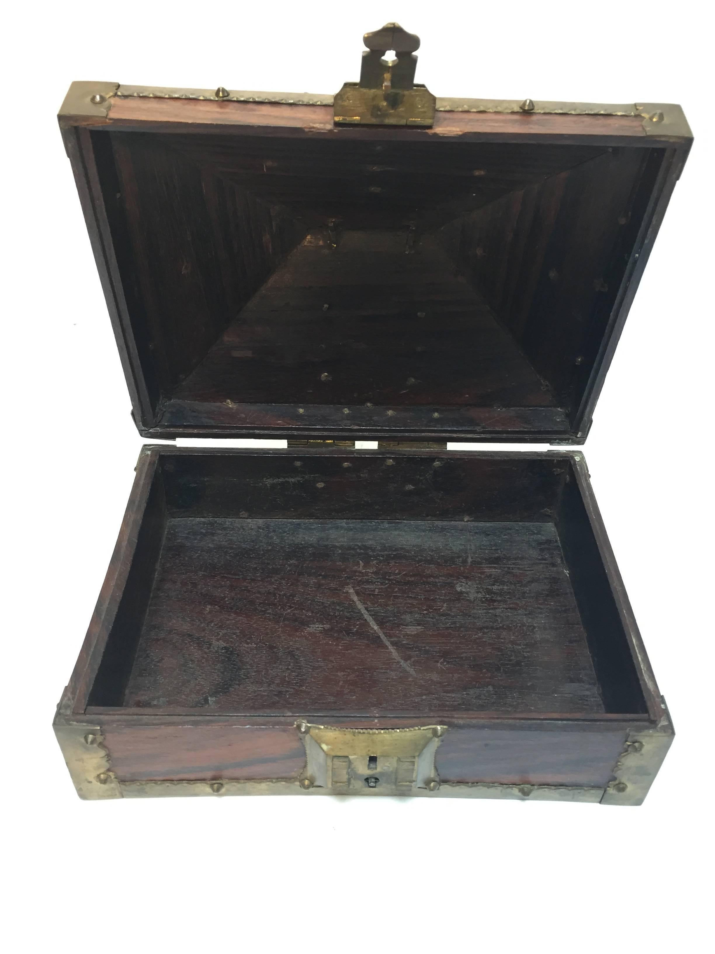 Ethnic Indian Decorative Jewelry Box with Brass, Kerala Nettur Petti For Sale 1