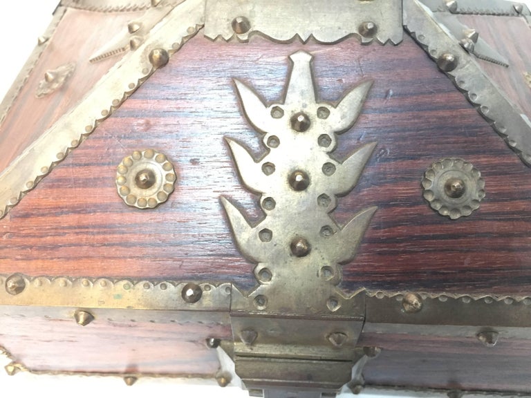 Ethnic Indian Decorative Jewelry Box with Brass, Kerala Nettur Petti