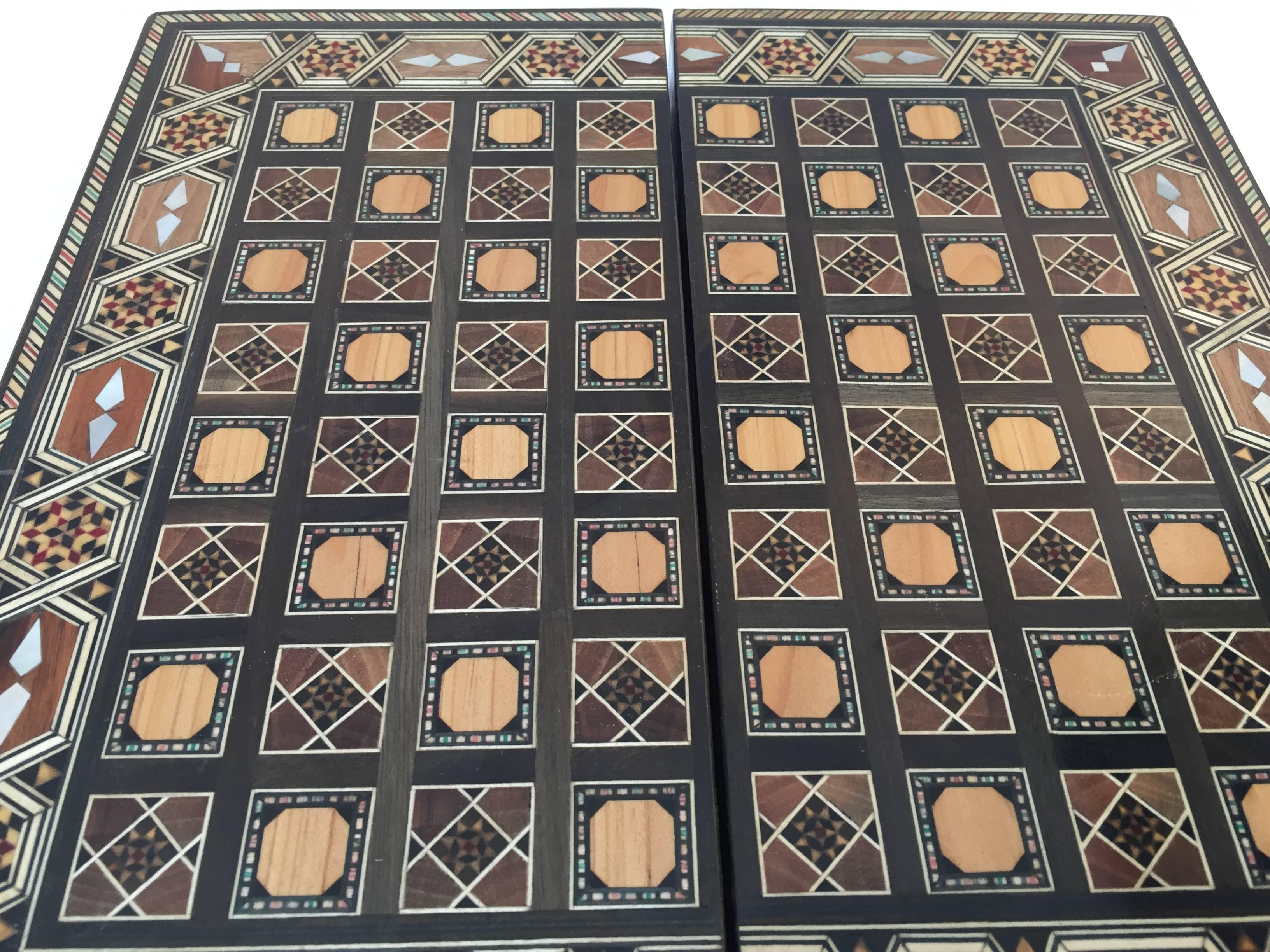 20th Century Syrian Inlaid Mosaic Backgammon and Chess Game Box
