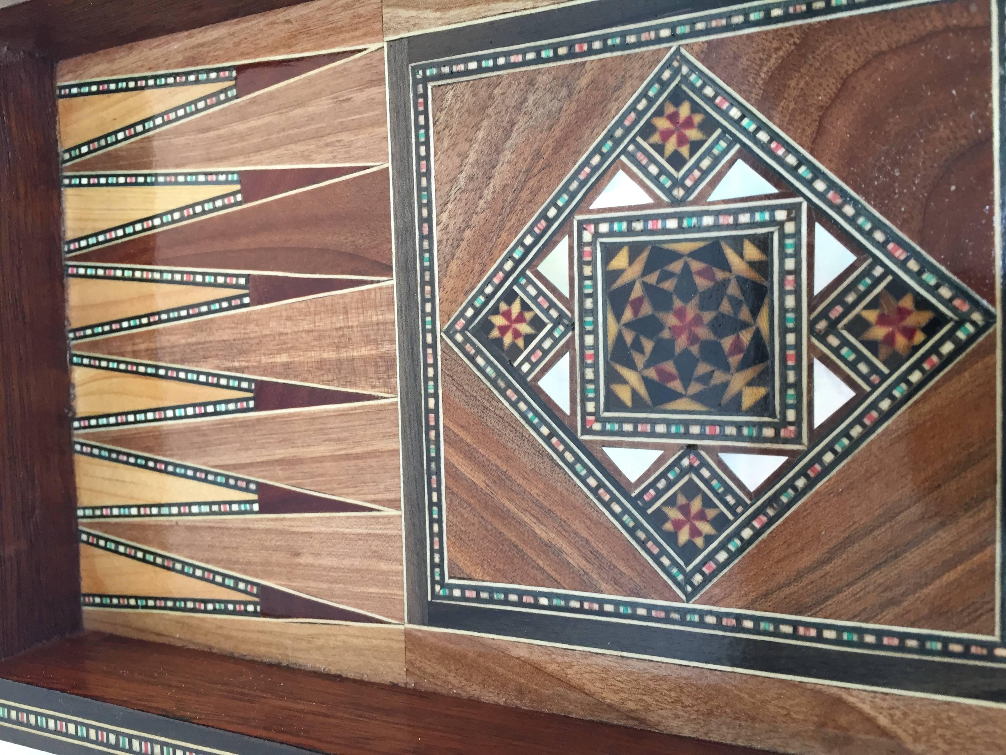 Syrian Inlaid Mosaic Backgammon and Chess Game Box 1