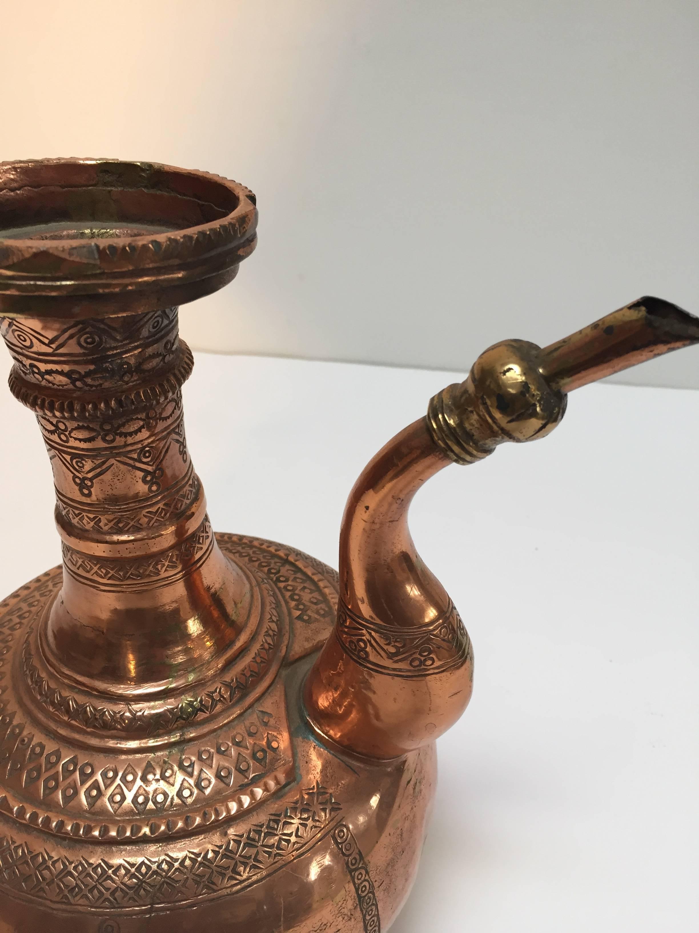 Middle Eastern Turkish Ewer and Copper Basin In Good Condition For Sale In North Hollywood, CA