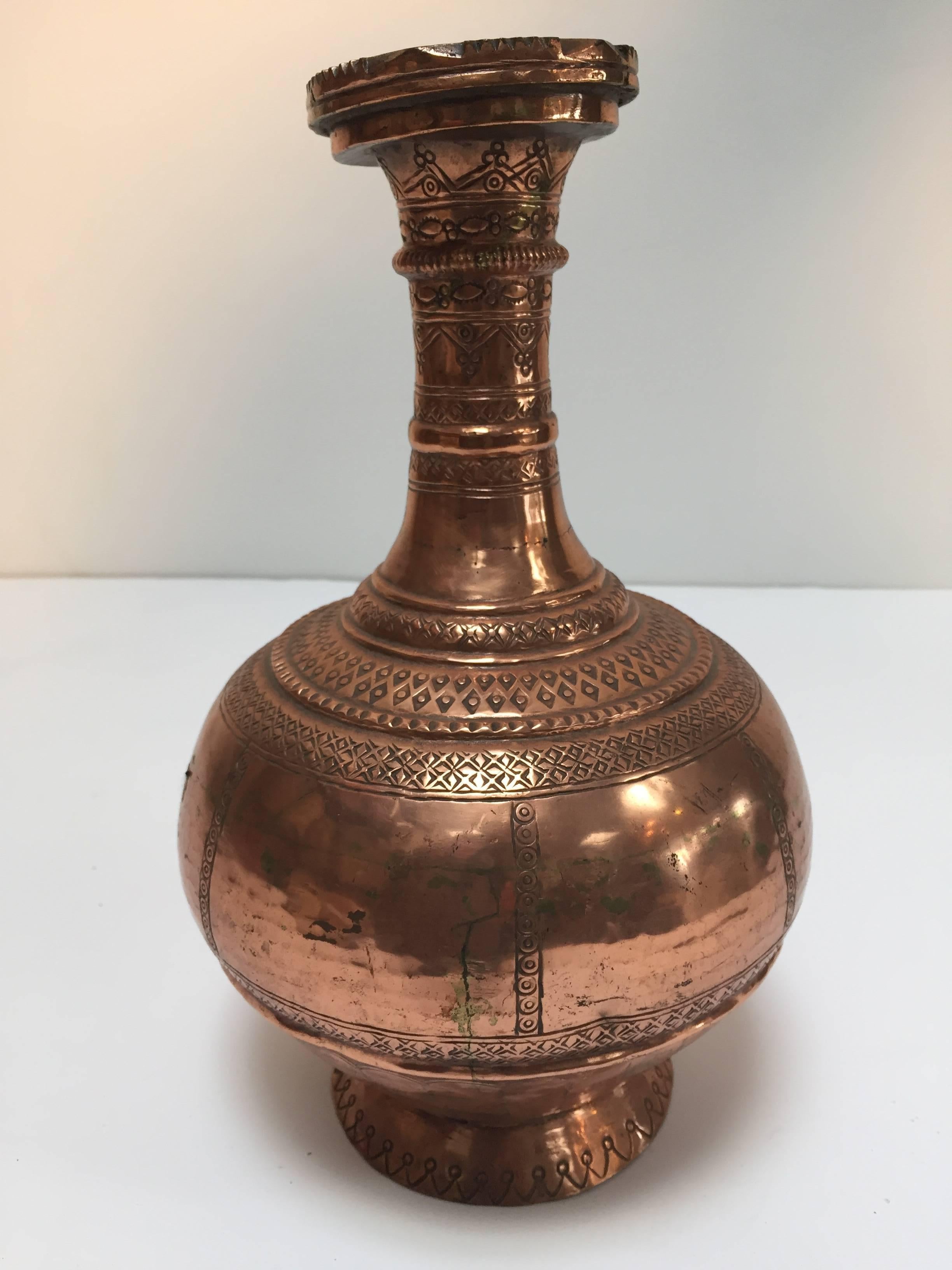 Middle Eastern Turkish Ewer and Copper Basin For Sale 1