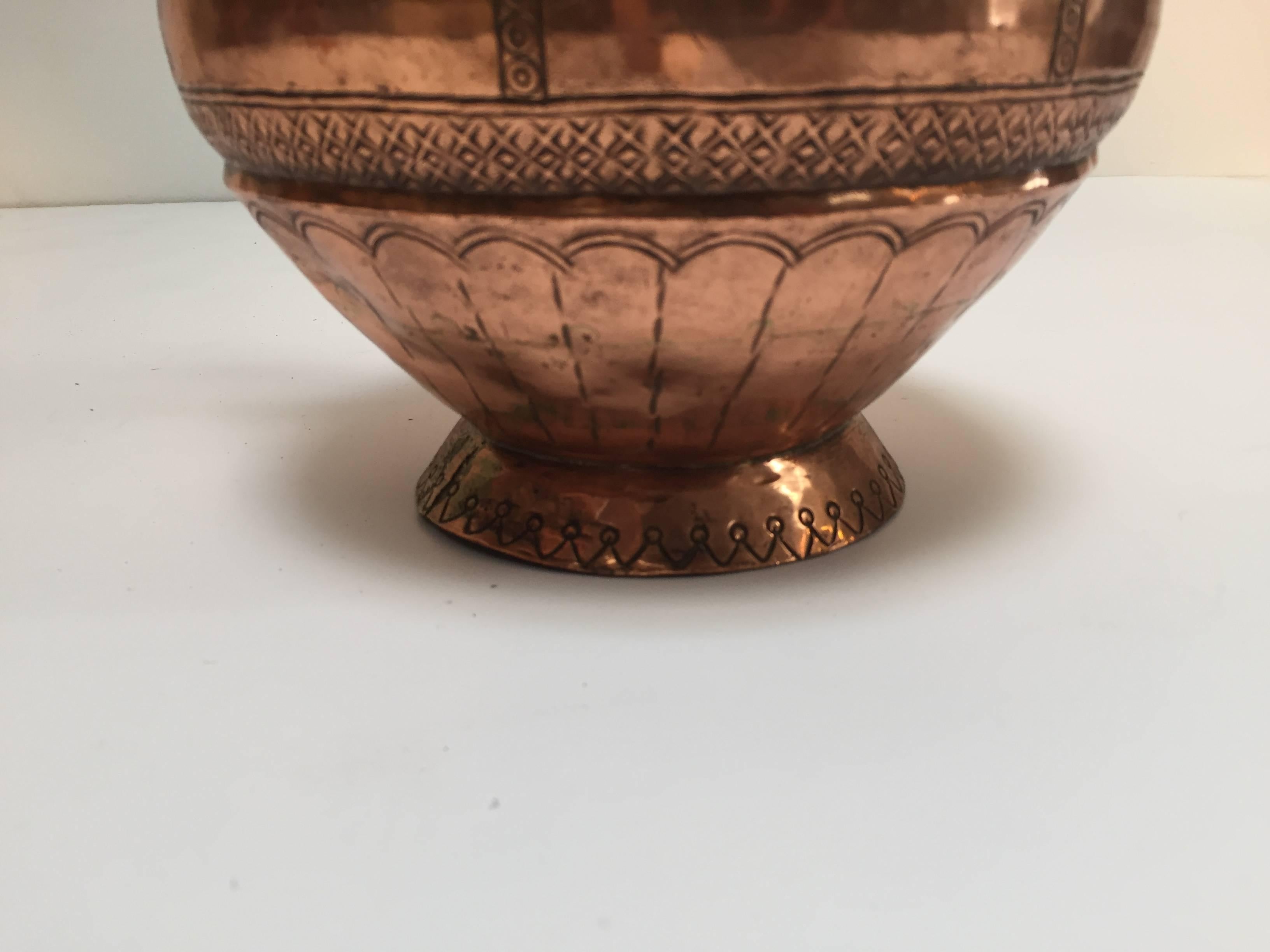 19th Century Antique Middle Eastern Islamic Turkish Ewer and Copper Basin For Sale