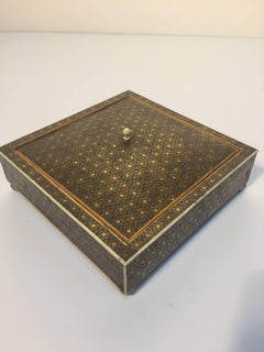 Anglo Persian Decorative Micro Mosaic Inlaid Footed Box