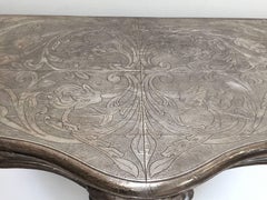 Anglo-Indian Silvered Wrapped Clad Console Table in Louis XV Style