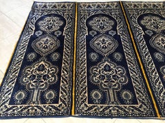Antique Moroccan Moorish Silk Blue Tapestry Four Panels