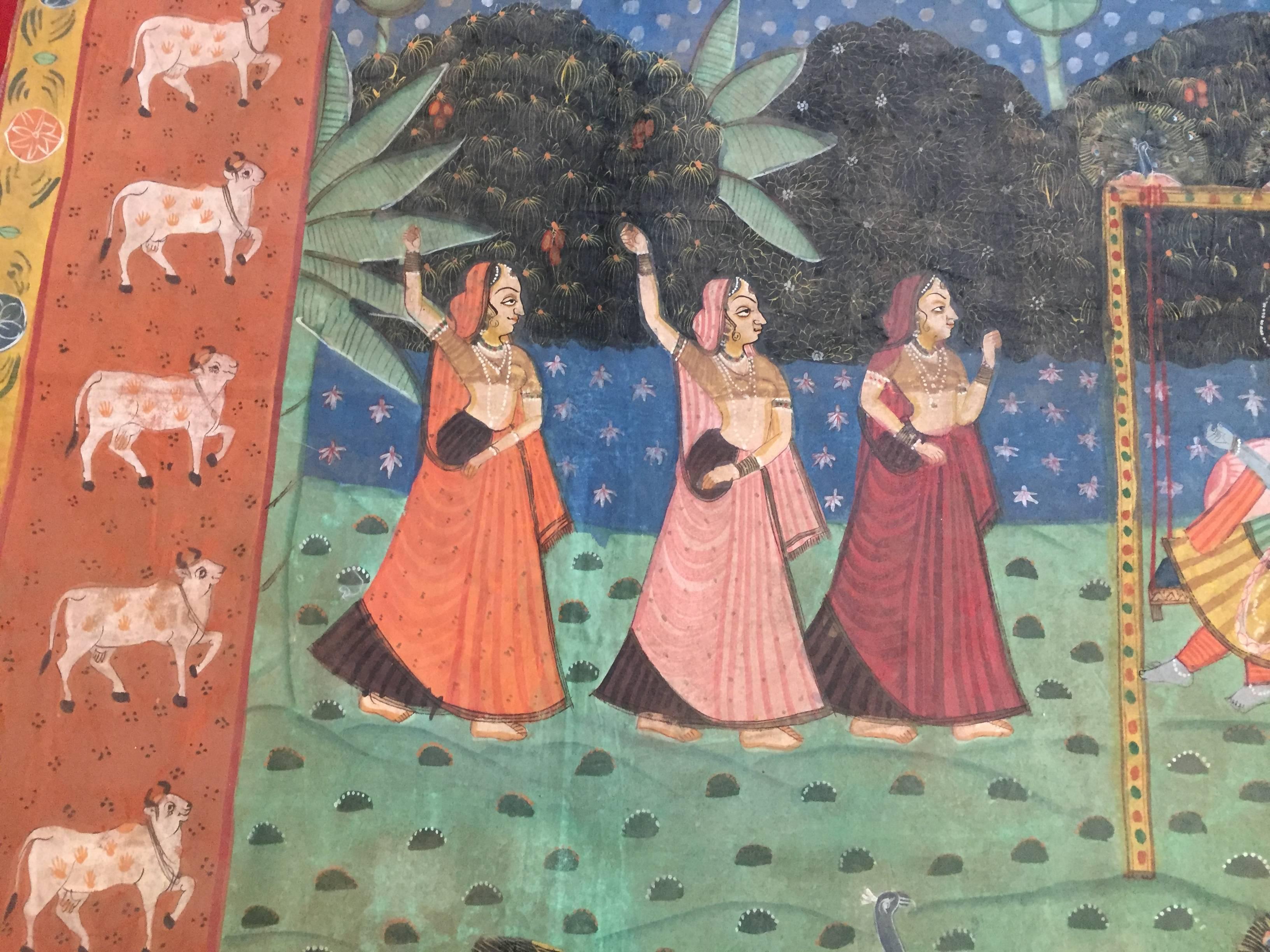 Anglo Raj Large Pichhavai Silk Hand Painting
