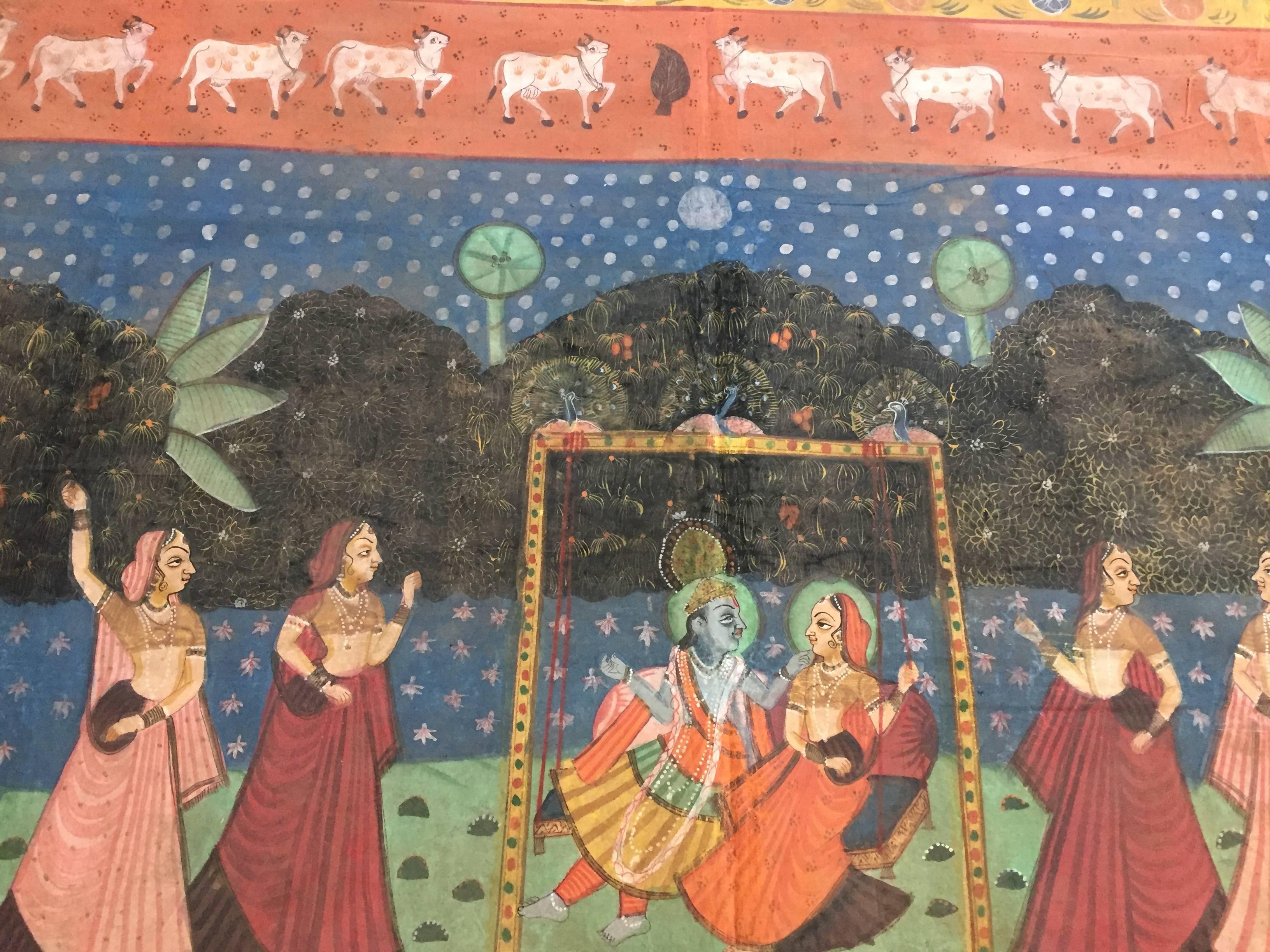 Large Pichhavai Silk Hand Painting 1