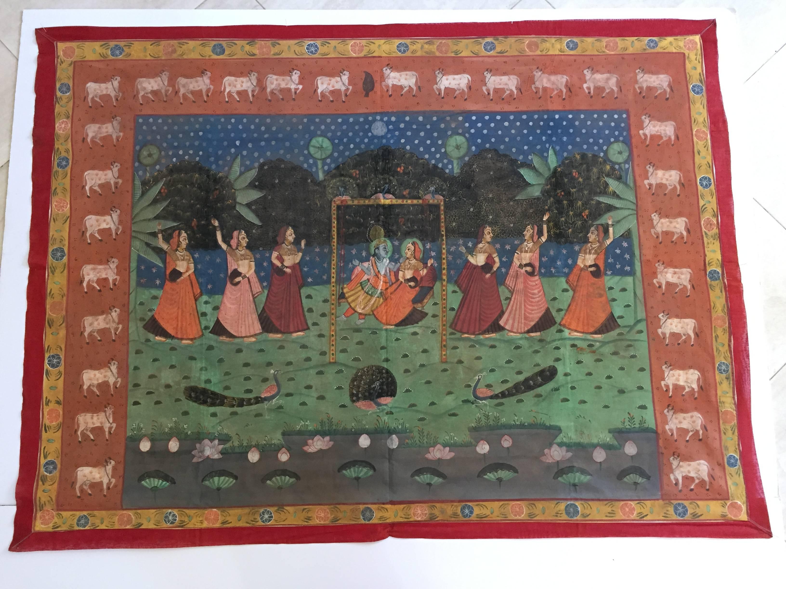 Large Pichhavai Silk Hand Painting 3