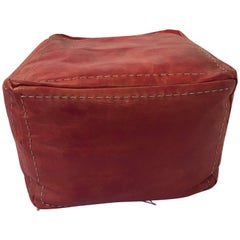 Moroccan Square Handcrafted Leather Ottoman Pouf