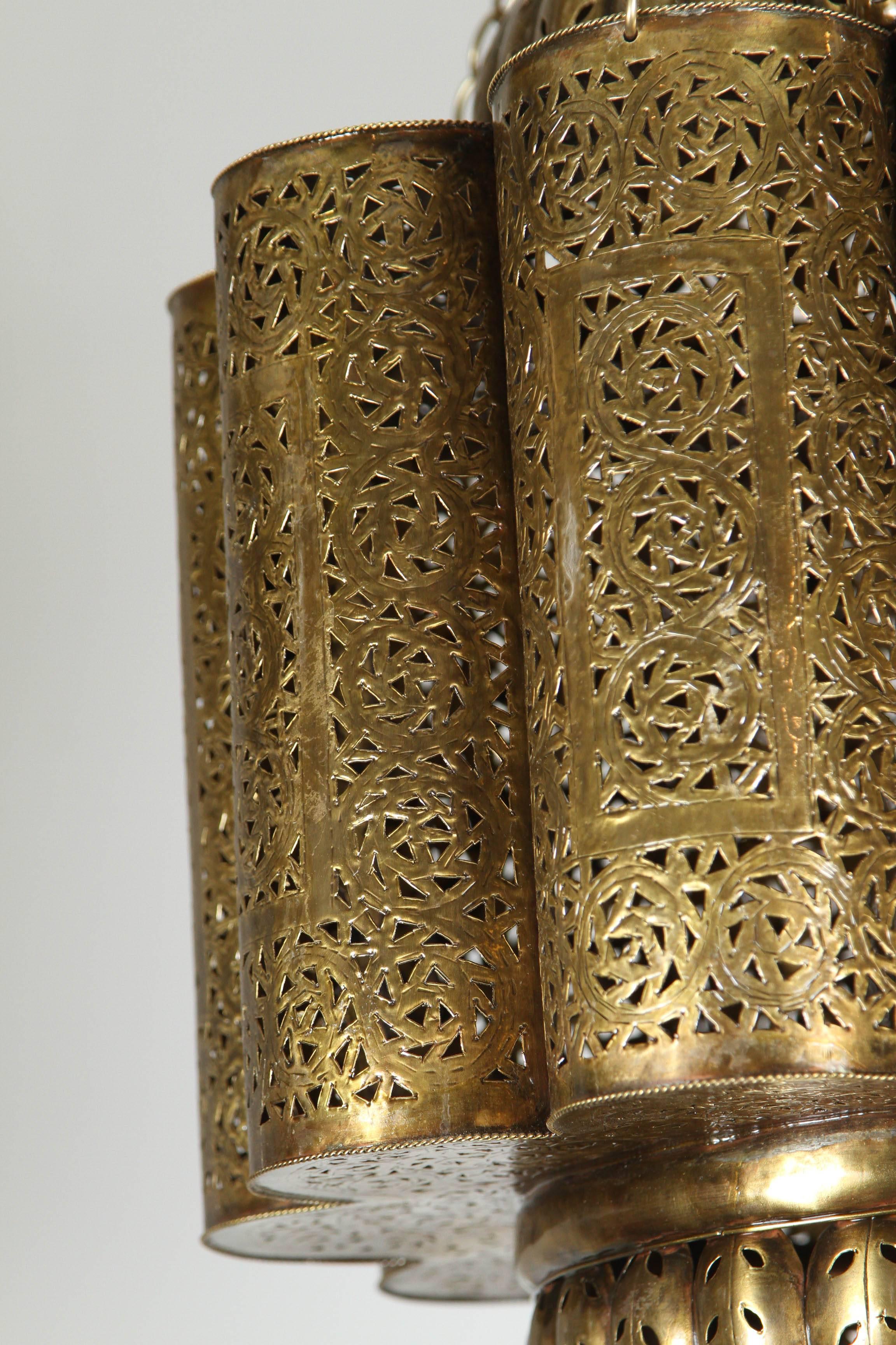 20th Century Moorish Moroccan Brass Chandelier