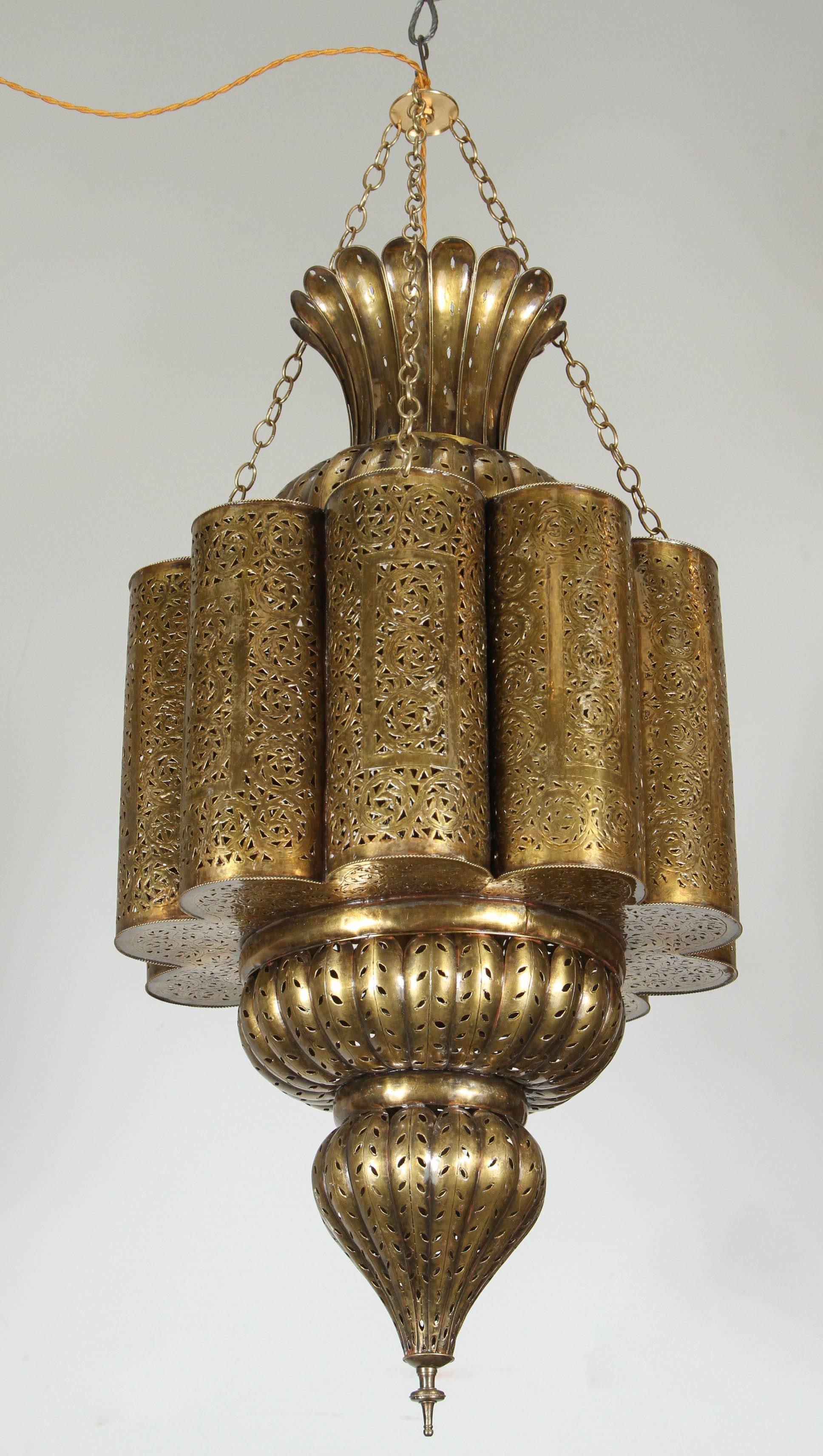 Moorish Moroccan Brass Chandelier 1