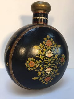 Hand-Hammered Anglo Raj Copper Black Hand-Painted Vessel Jug