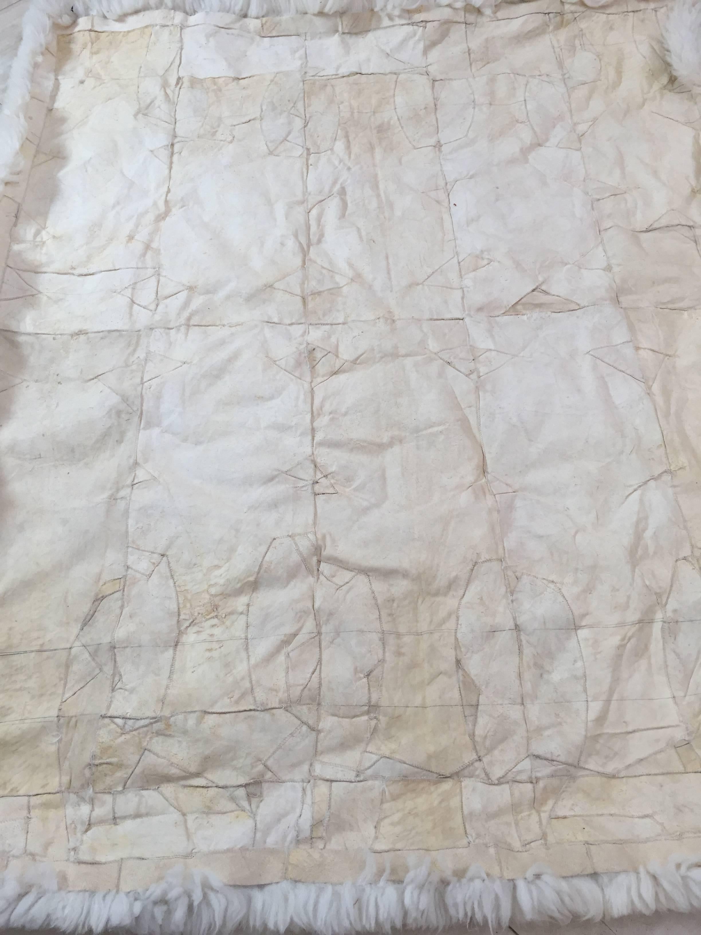 Hand-Crafted 1970s White Fluffy Sheep Skin Bed Throw or Rug For Sale