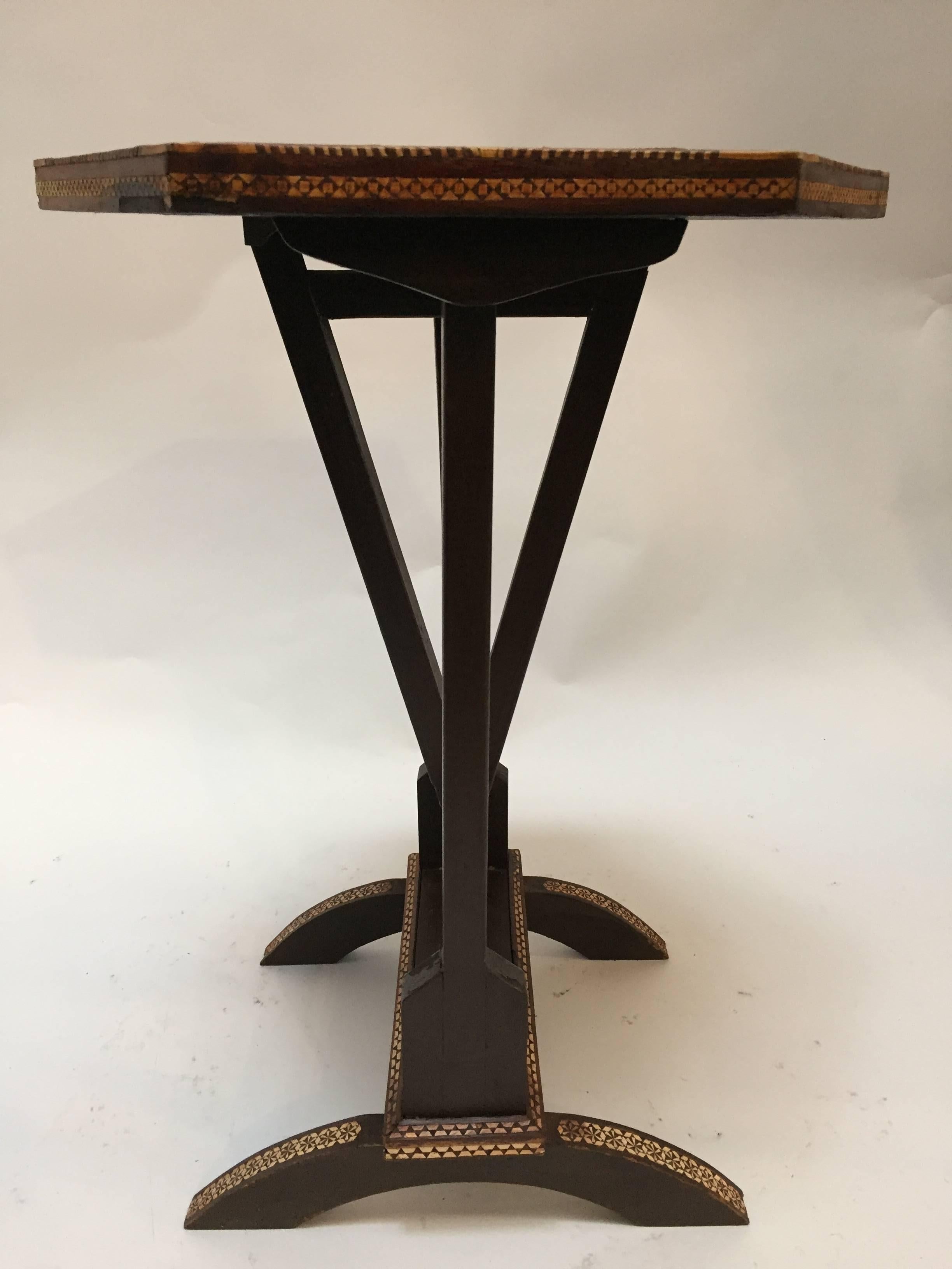 Marquetry Egyptian Moorish Octagonal Side Tilt-Top Inlaid Table