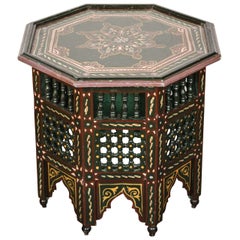 Moroccan Hand-Painted Dark Green Side Table