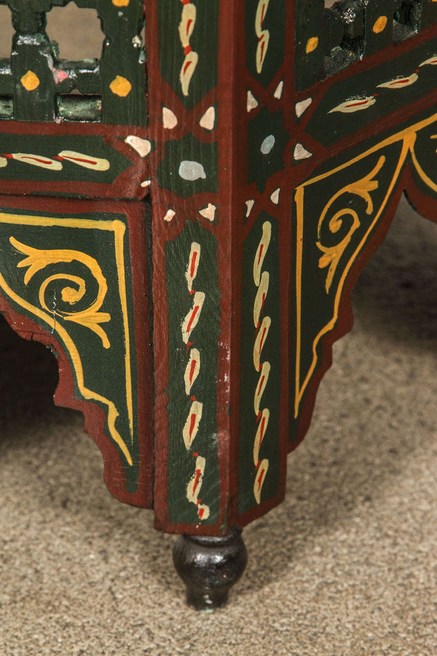 Pair of Moroccan Hand-Painted Dark Green Side Table 1