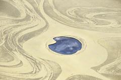 Etched Brass Coffee Table with Three Blue Agates
