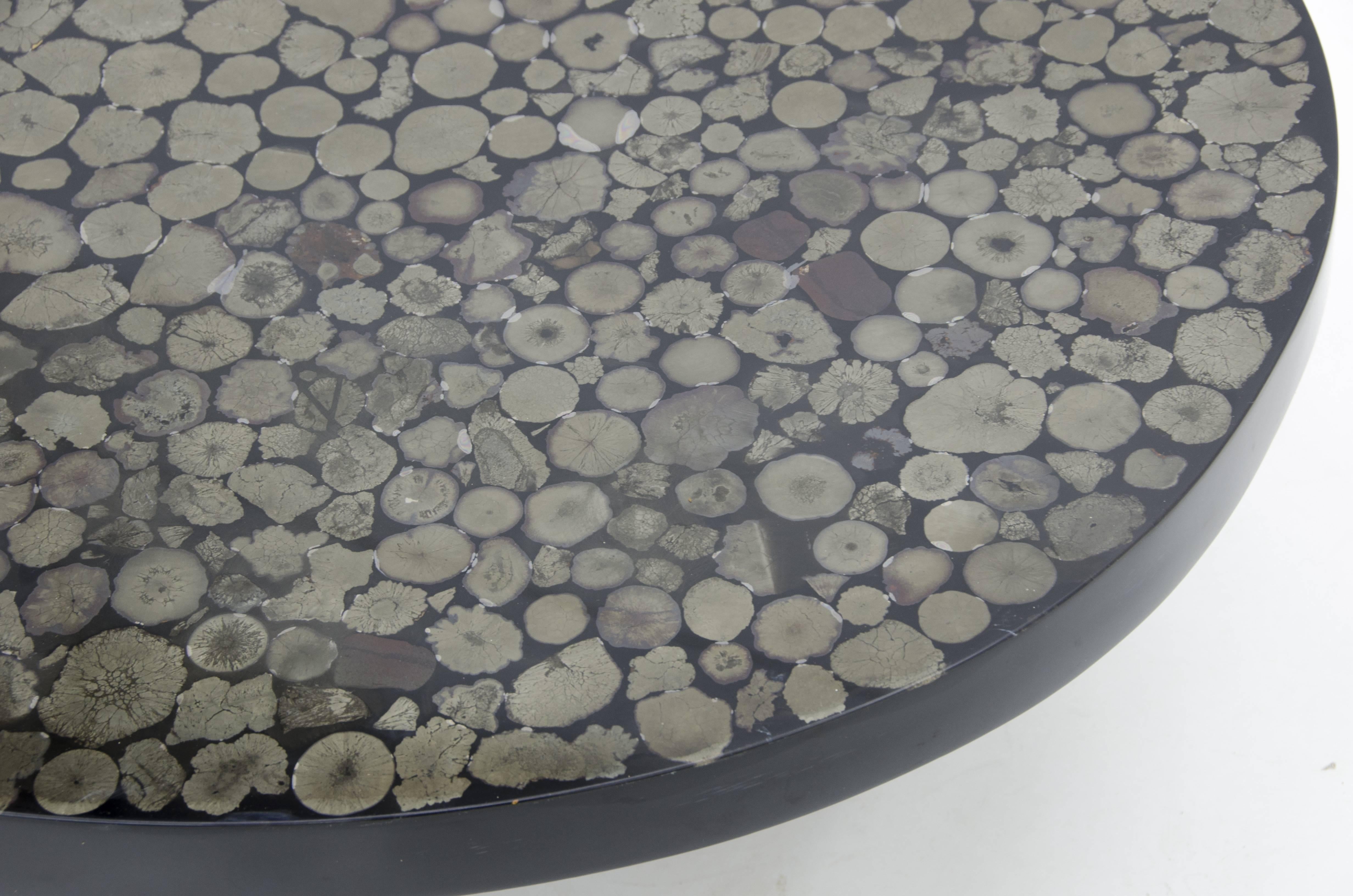 Amazing coffee table by Fernand Dresse in resin and marchasite.
