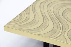 Amazing Large Etched Brass Coffee Table by Willy Daro