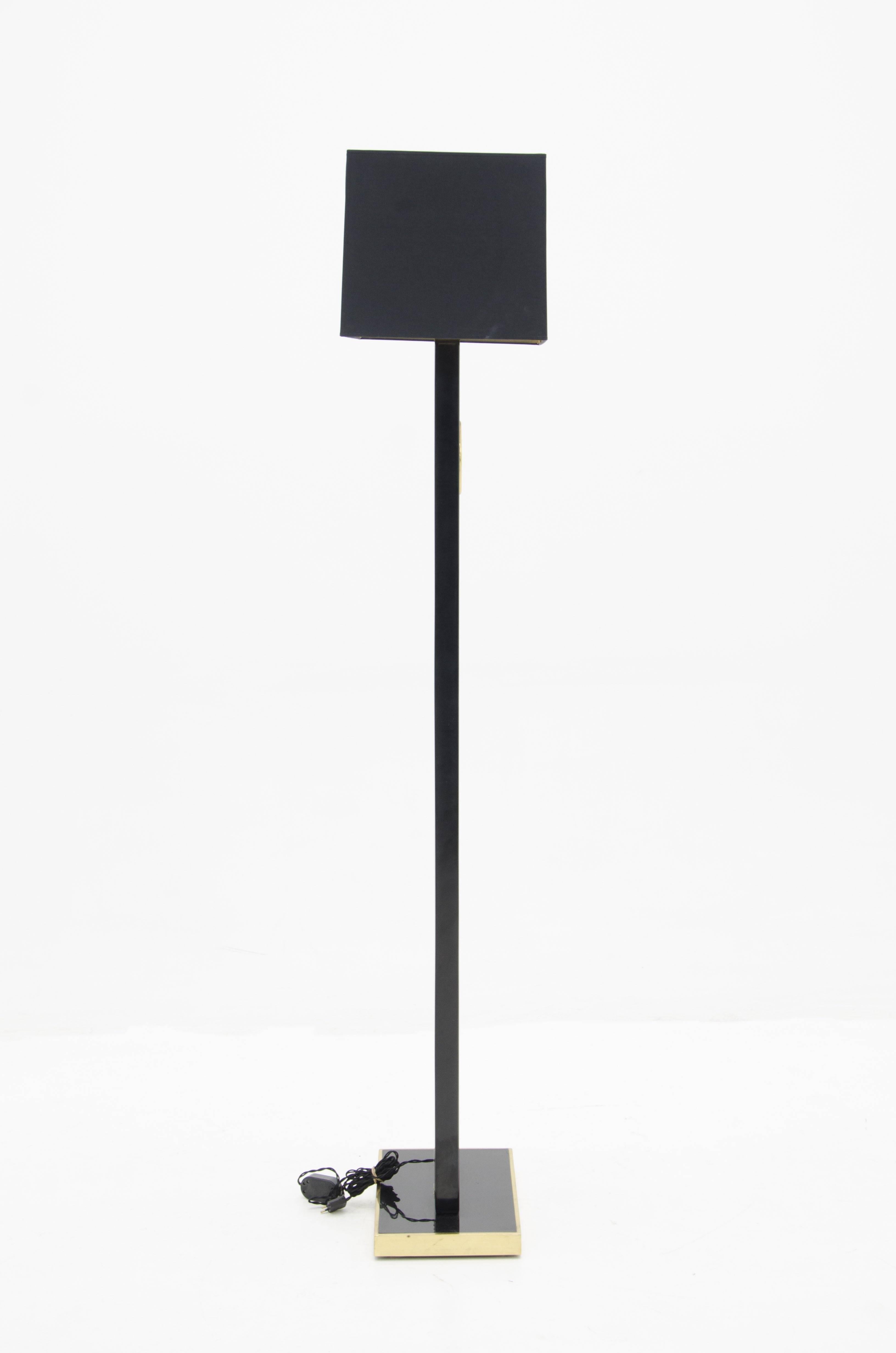 Inlay Floor Lamp in Black Resin Inlaid Agates by Stan Usel For Sale