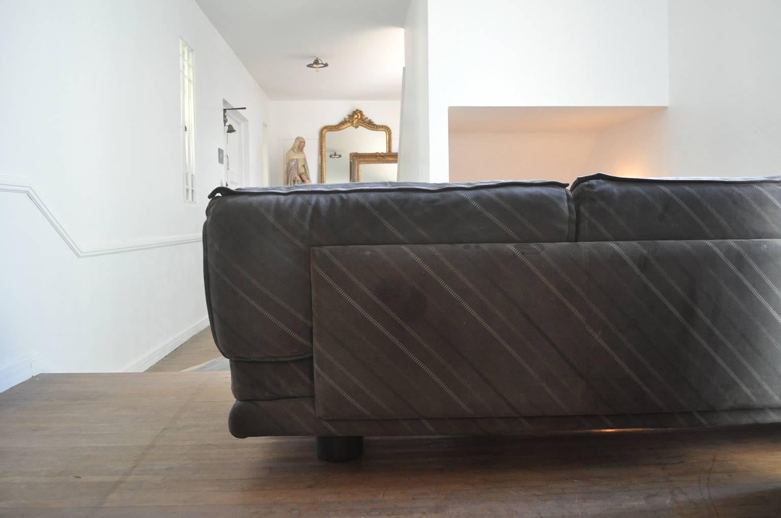 Post-Modern Saporiti Suede Three-Seat Sofa
