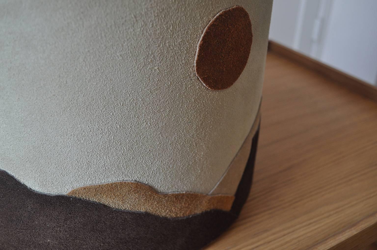 Suede 1970s Mountain-Scape Lamp For Sale 2