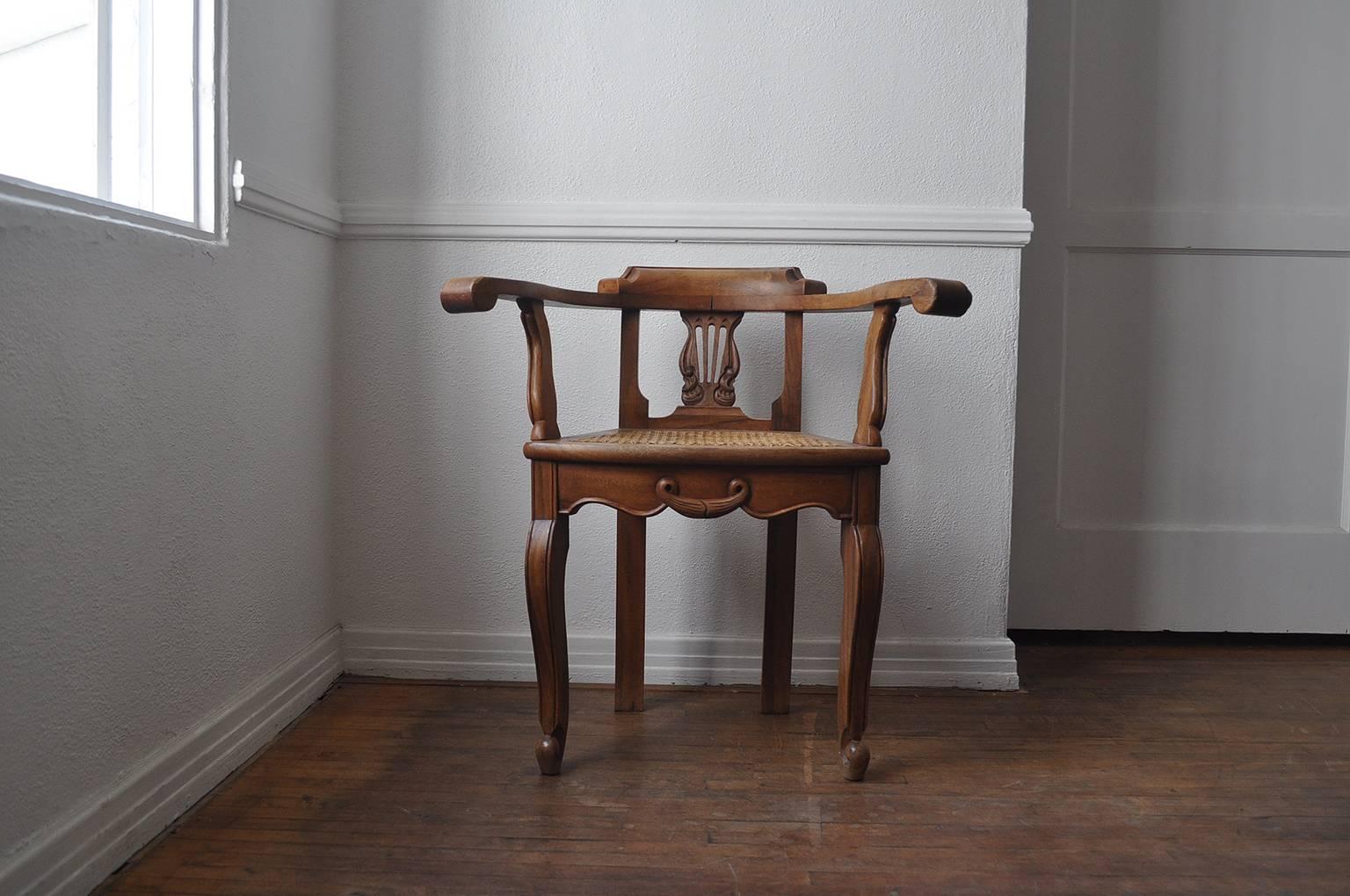 Pair of 1940s hand-carved Guatemalan colonial chairs. From the collection of Omer Claiborne (Liz Claiborne's brother) in Santa Fe, New Mexico. Part of an extensive collection of Latin American furniture from this period and region. Exquisite ornate