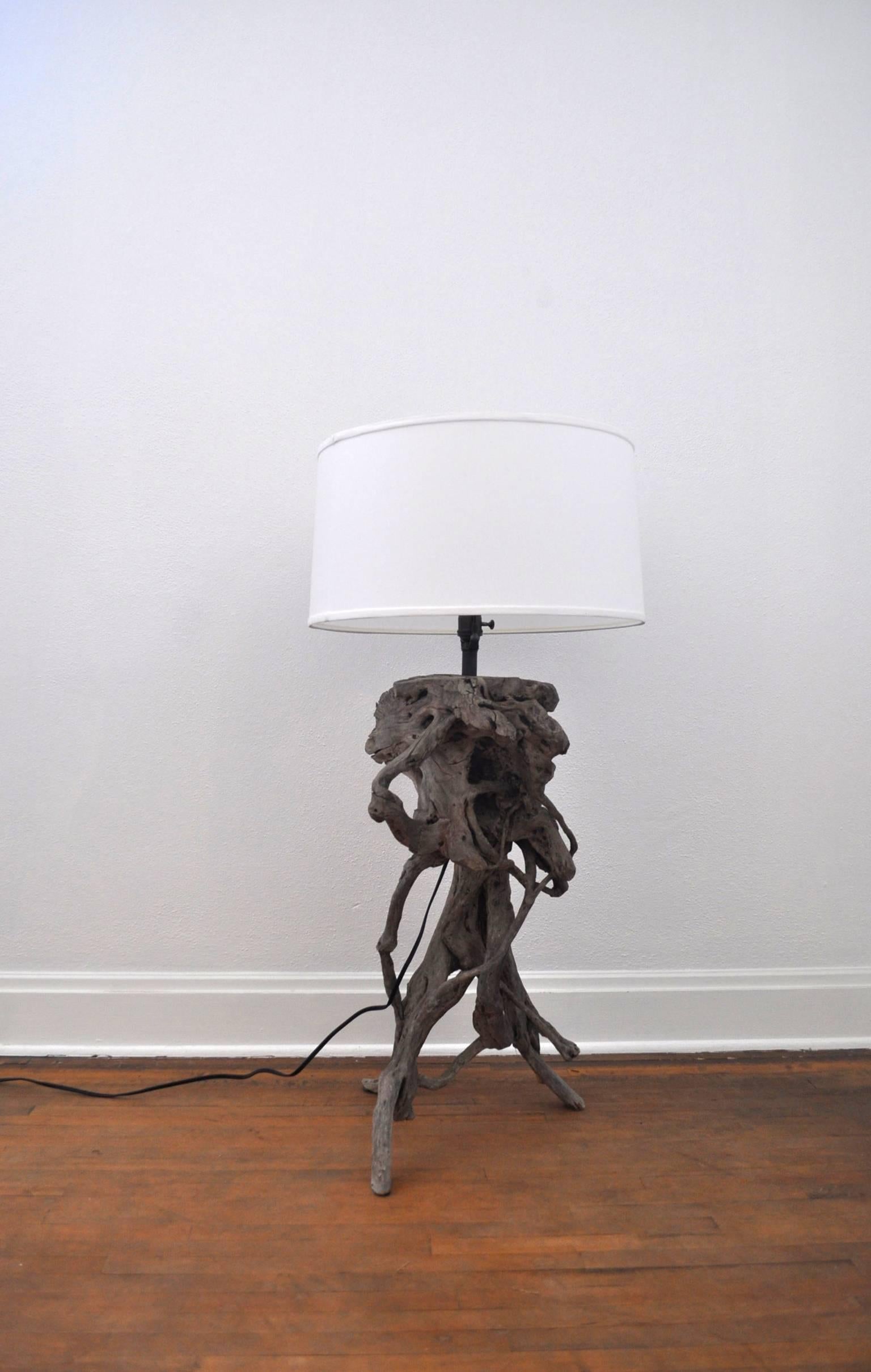 Organic Modern Vintage Driftwood Lamp For Sale
