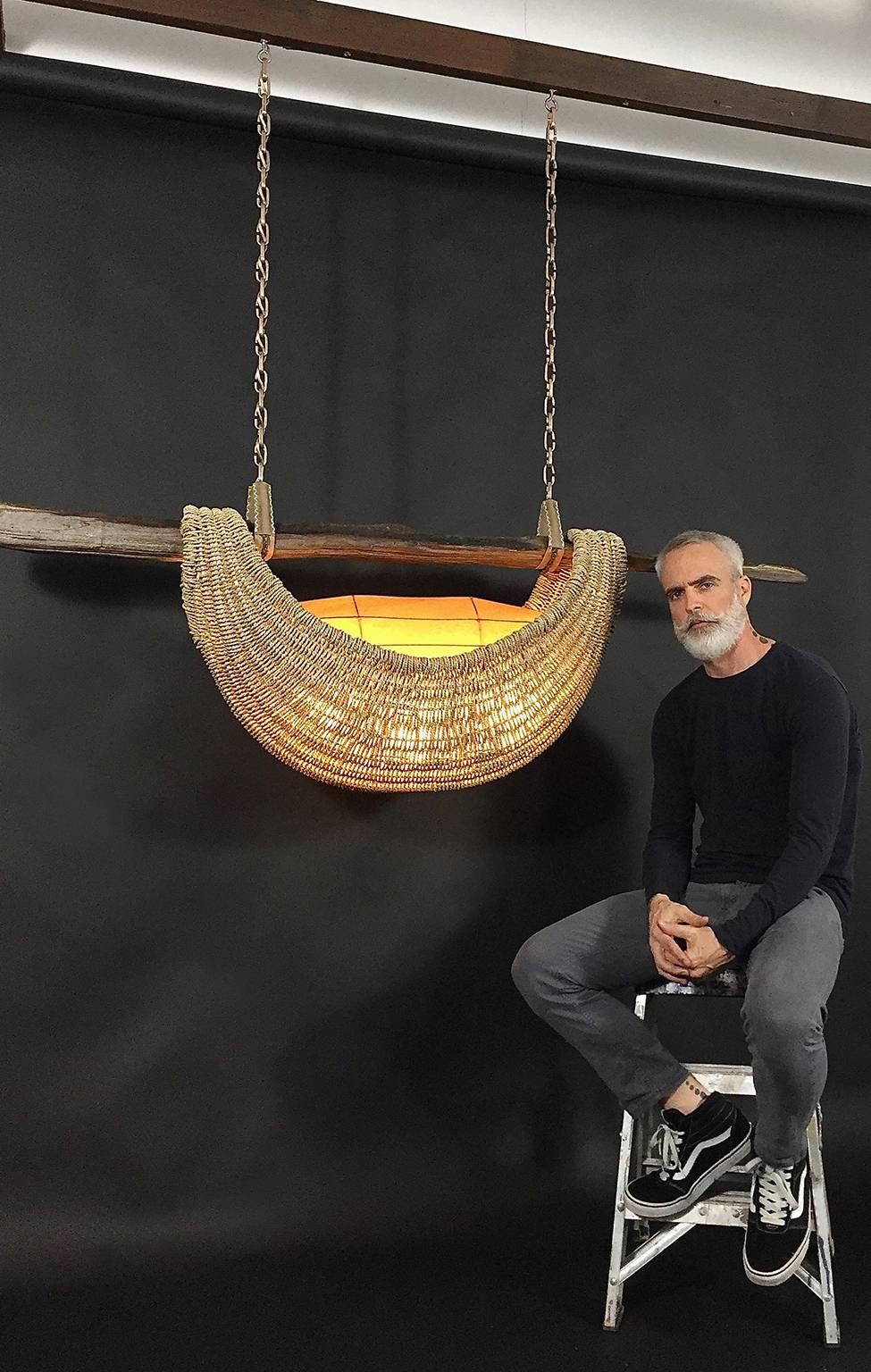 Bronze Driftwood Basket Hanging Light